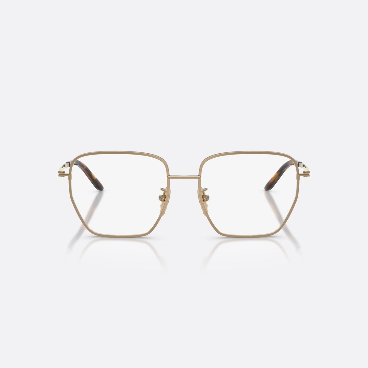Prada PR C51VD 7OE1O1 eyeglasses, brown square frame for women, plain metal bridge, brand lettering on temples, front view