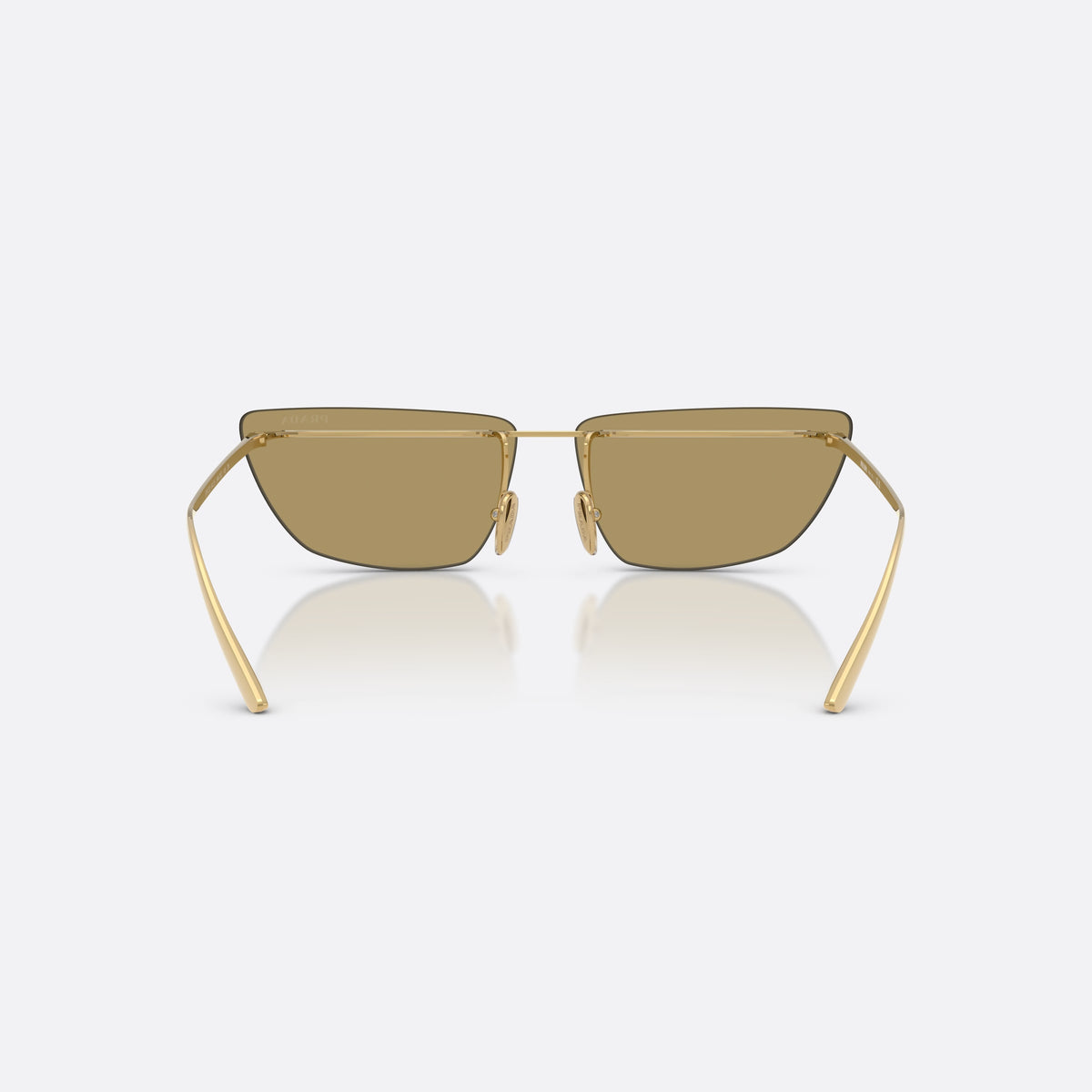 Prada PR C52S 5AK70G sunglasses, gold butterfly frame for women, thin metal bridge, brand lettering on the temples, back view