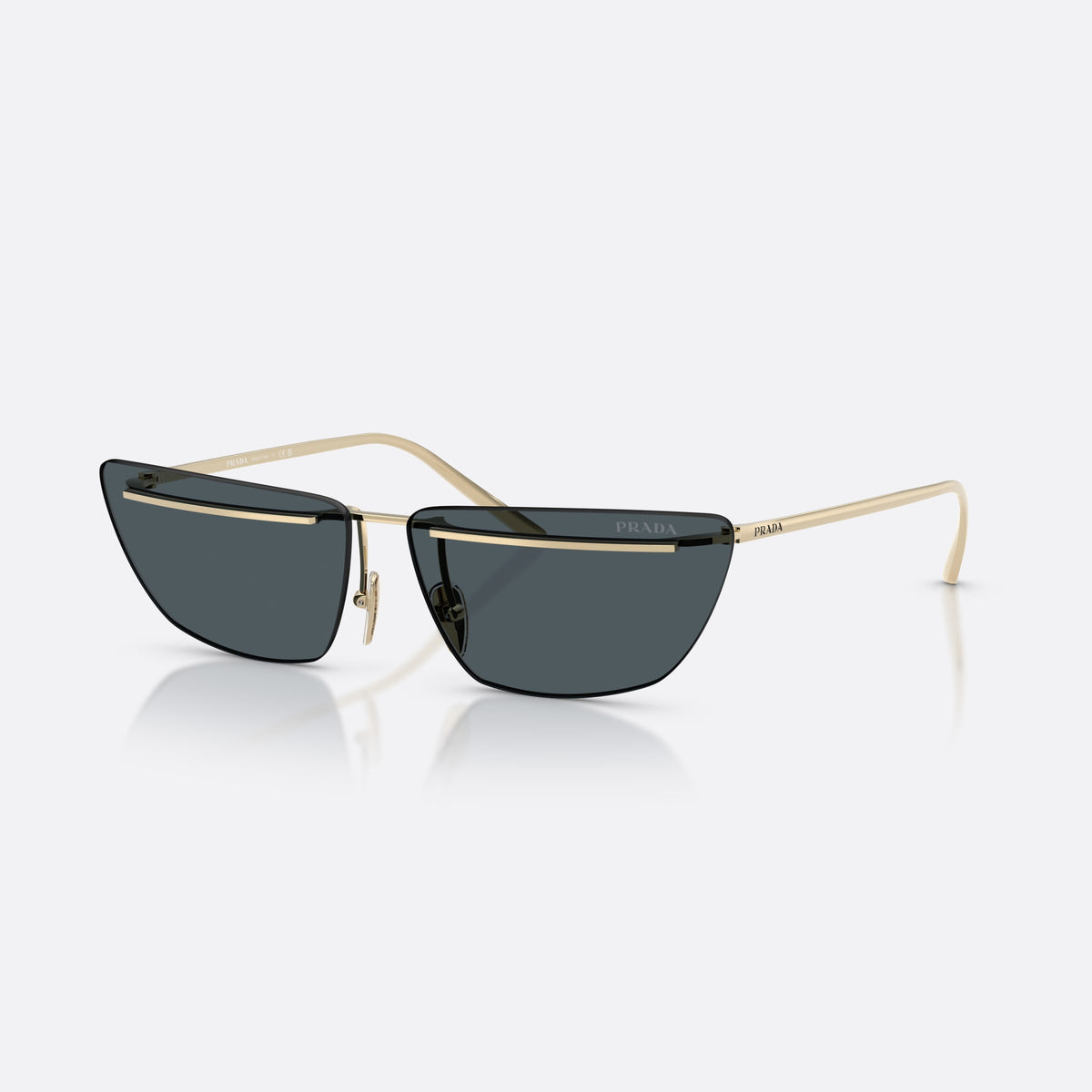 Ochelari de soare Prada PR C52S ZVN70B, fluture auriu, pentru femei, punte metalică subțire simplă, literele brandului pe brațe