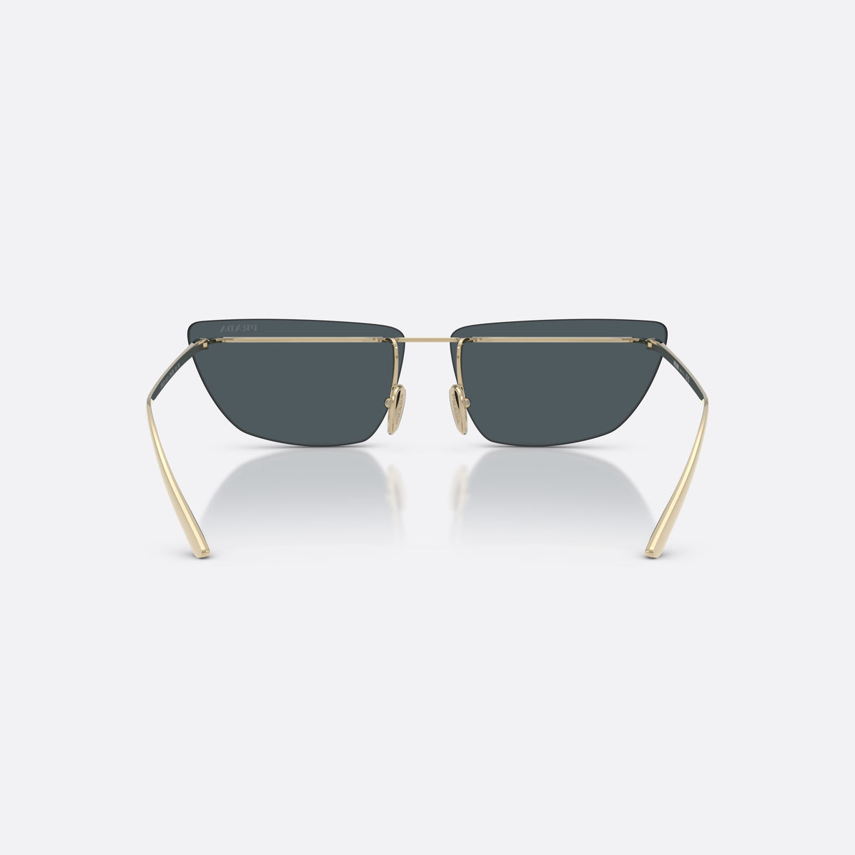Ochelari de soare Prada PR C52S ZVN70B, fluture auriu, pentru femei, punte metalică subțire simplă, literele brandului pe brațe, vedere din spate