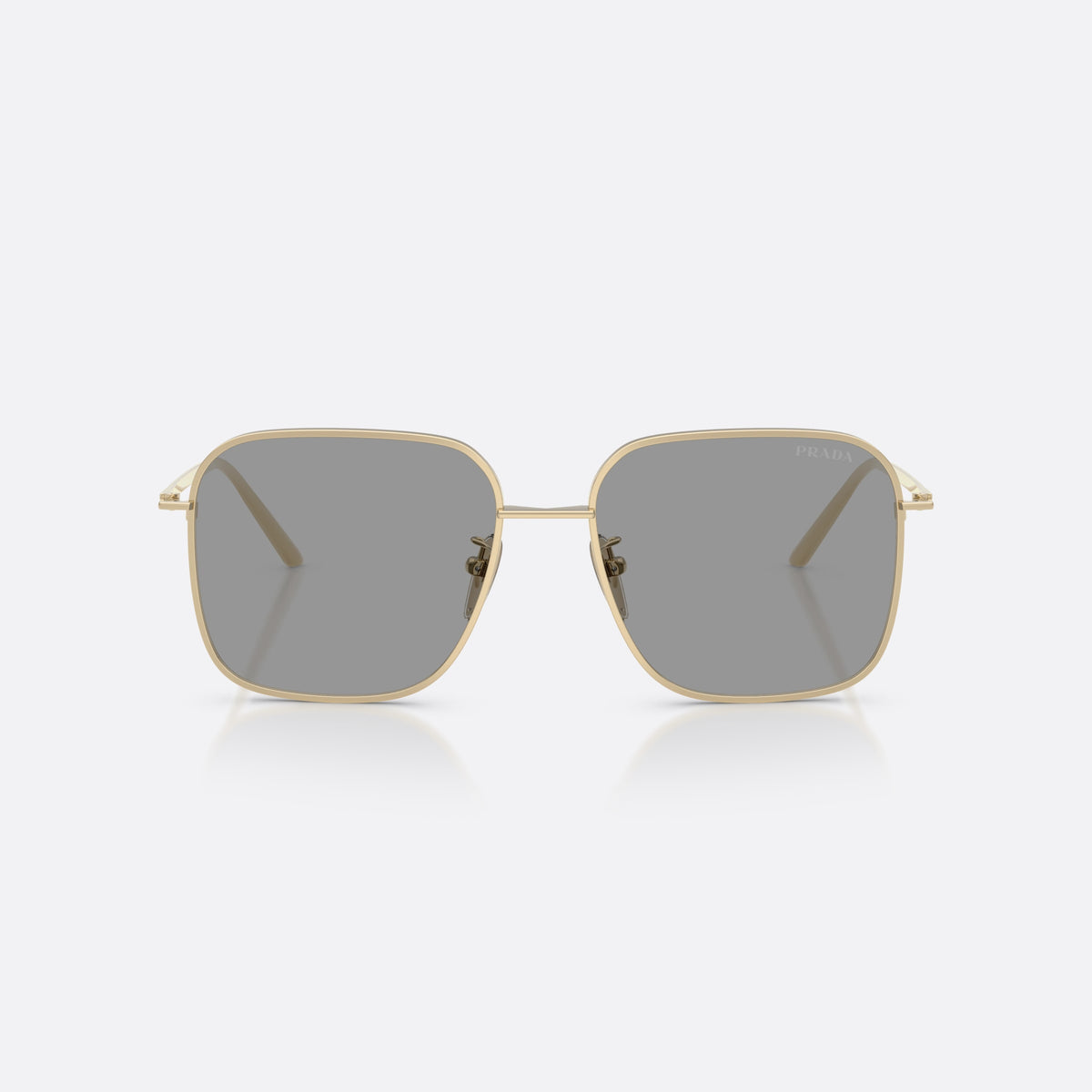 Prada PR C54SD ZVN50Q sunglasses, gold square frame for women, plain metal bridge, brand lettering on temples, front view
