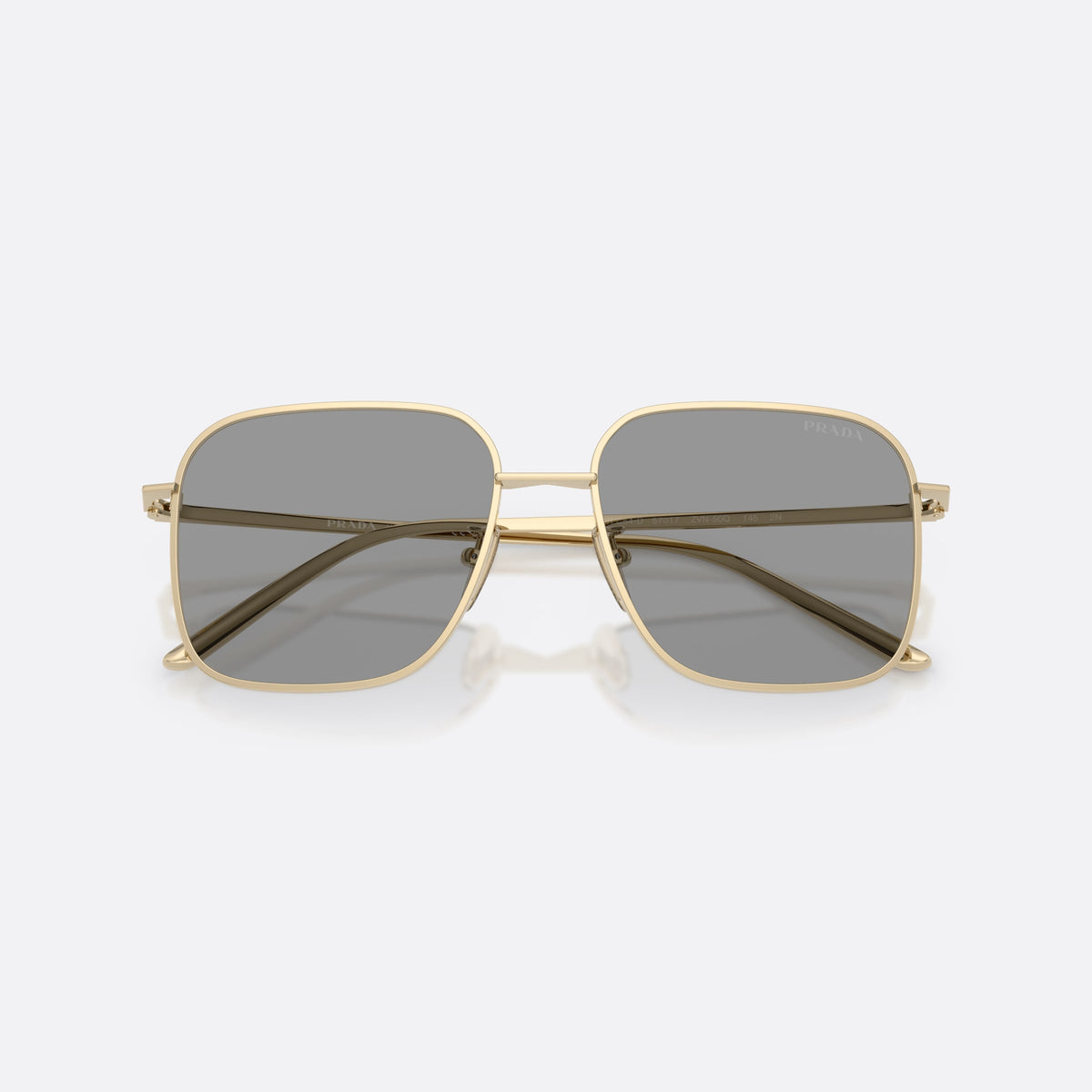 Ochelari de soare Prada PR C54SD ZVN50Q, patrati auriu, pentru femei, punte metalică simplă, litere ale brandului pe brațe, cu brațele pliate