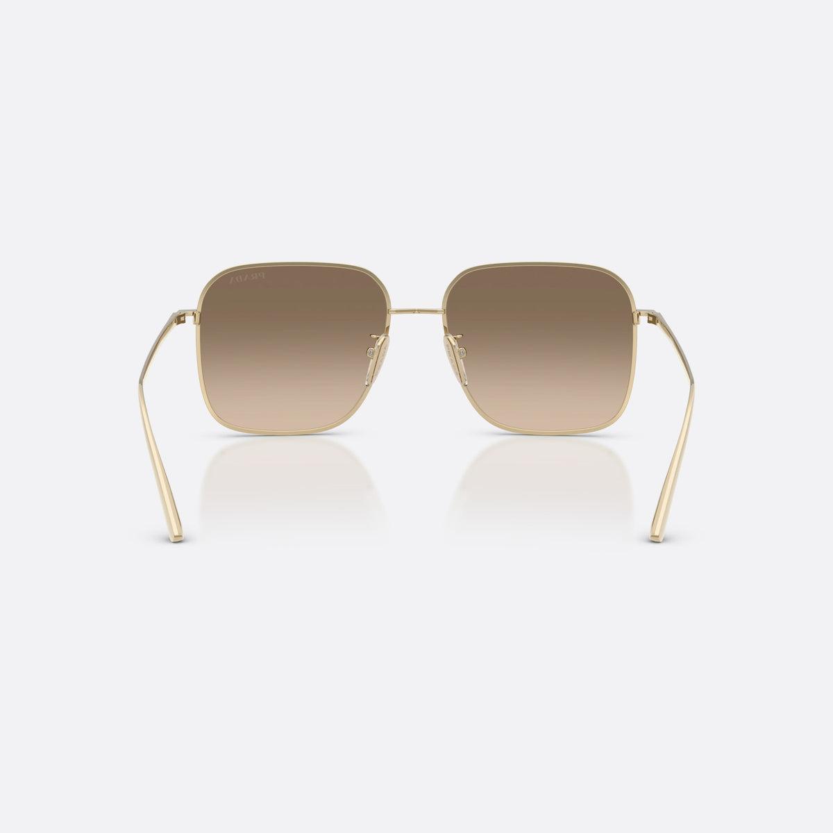 Ochelari de soare Prada PR C54SD ZVN50T, patrati auriu, pentru femei, punte metalică simplă, literele brandului pe brațe, vedere din spate