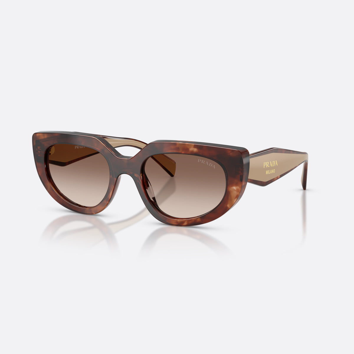 Prada PR D02S 00K10S sunglasses, havana oval frame for women, saddle bridge with browline top