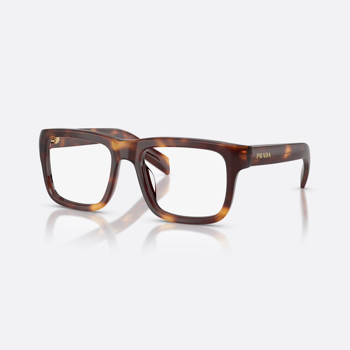 Rame ochelari de vedere Prada PR D02V 15W1O1, rectangulari havana, pentru bărbați, punte simplă tip șa, literele brandului pe brațe