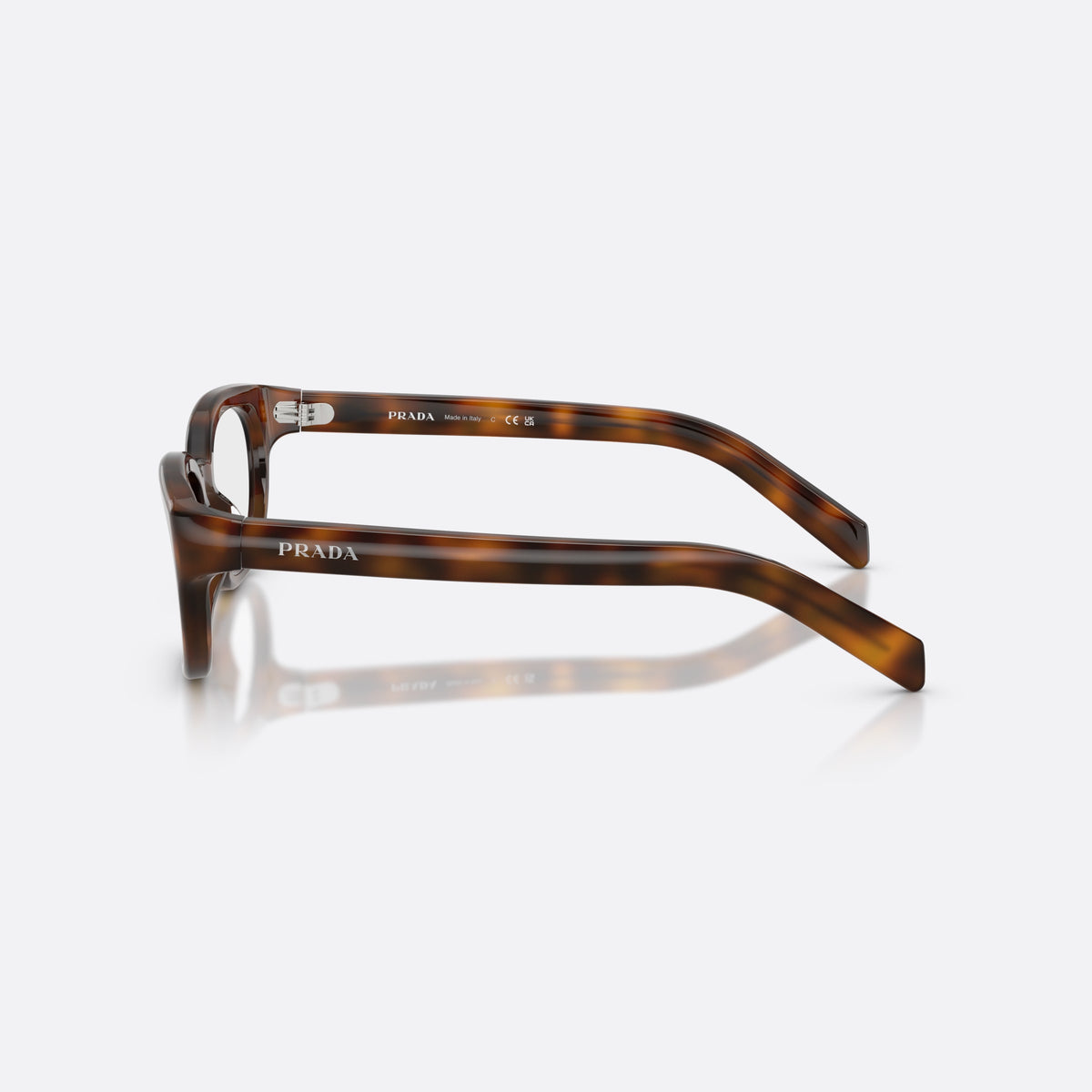Rame ochelari de vedere Prada PR D03VU 20D1O1, phantos havana, pentru femei, punte keyhole, litere ale brandului pe brațe, vedere laterală