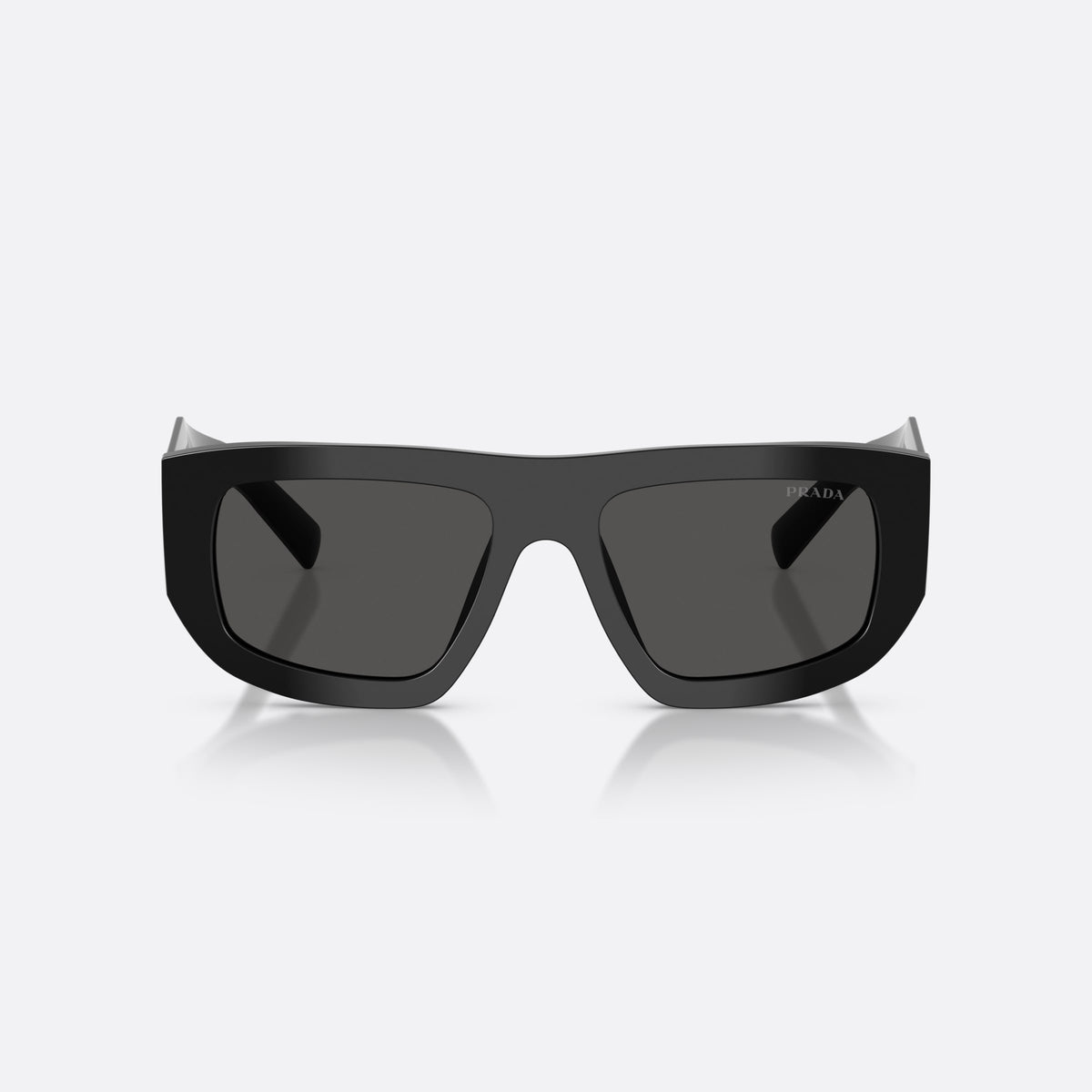 Prada PR D04SU 16K08Z sunglasses, black irregular frame for women, plain bridge, integrated into frame, full-rim thick frame, front view