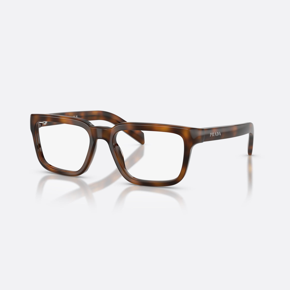 Rame ochelari de vedere Prada PR D04V 20D1O1, pillow havana, pentru femei, punte simplă tip șa, literele brandului pe braț