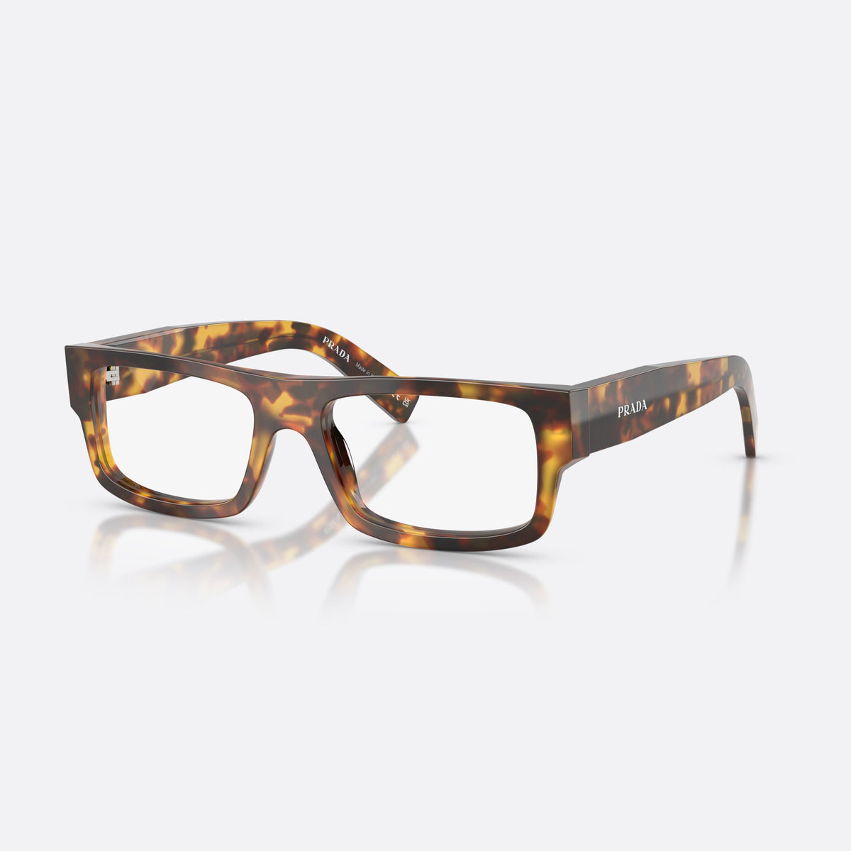 Rame ochelari de vedere Prada PR D06V 14L1O1, rectangulari havana, pentru bărbați, punte simplă, litere ale brandului pe brațe, ramă completă
