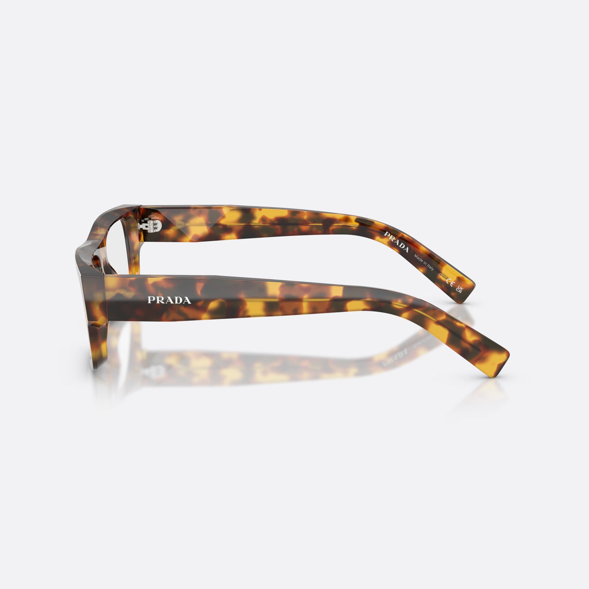 Rame ochelari de vedere Prada PR D06V 14L1O1, rectangulari havana, pentru bărbați, punte simplă, litere ale brandului pe brațe, ramă completă, vedere laterală