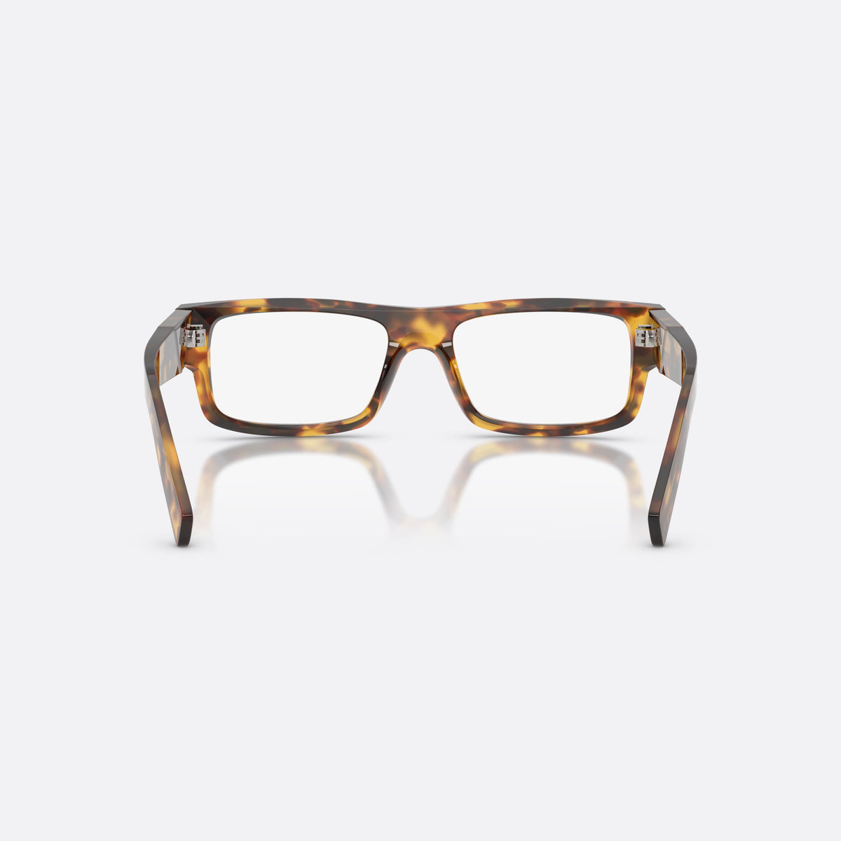 Rame ochelari de vedere Prada PR D06V 14L1O1, rectangulari havana, pentru bărbați, punte simplă, litere ale brandului pe brațe, ramă completă, vedere din spate