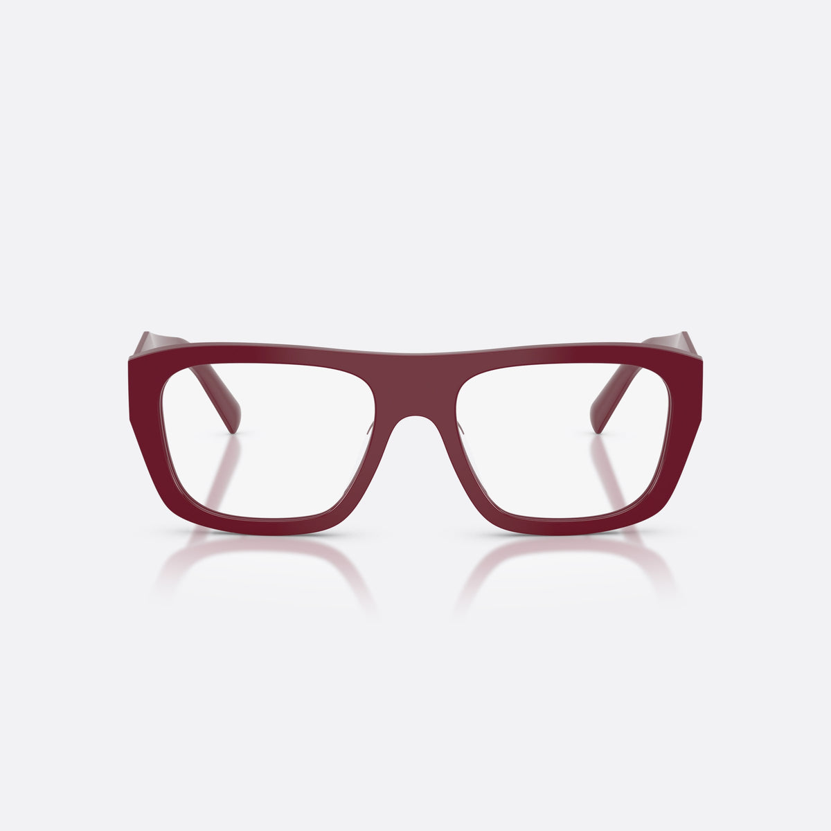Prada PR D07VU 23L1O1 eyeglasses, brown rectangle frame for women, plain integrated bridge, brand lettering on temples, front view