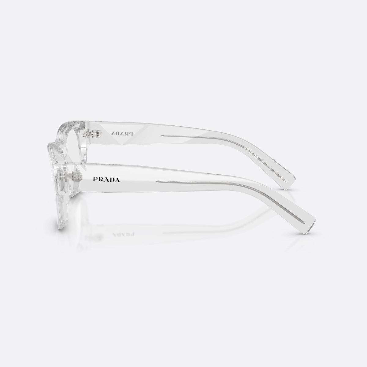 Rame ochelari de vedere Prada PR D08VU 12R1O1, patrati transparent, pentru bărbați, punte simplă, design integrat, litere ale brandului pe braț, vedere laterală