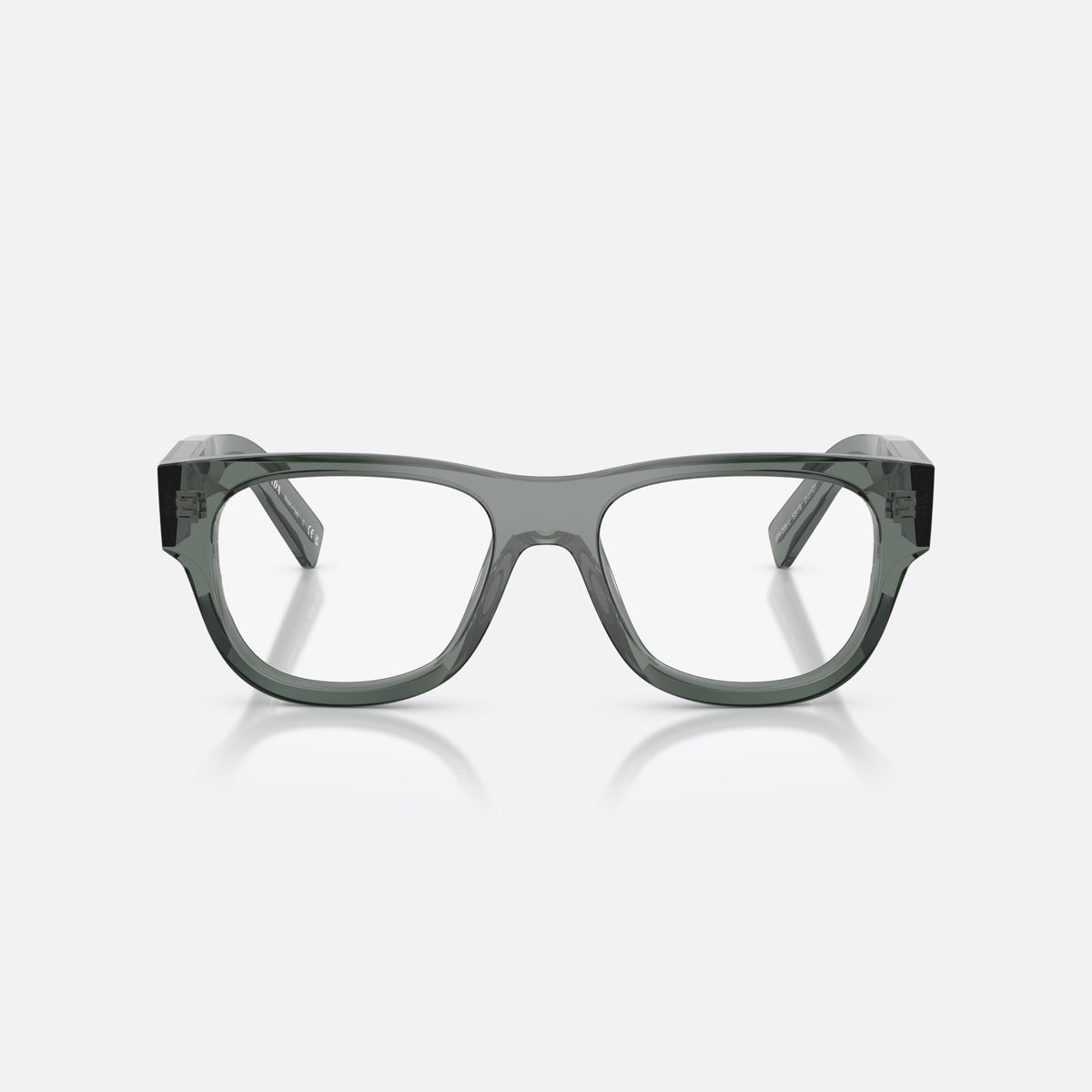 Prada PR D08VU 21J1O1 eyeglasses, grey square frame for men, plain bridge, integrated into frame, full-rim frame, front view
