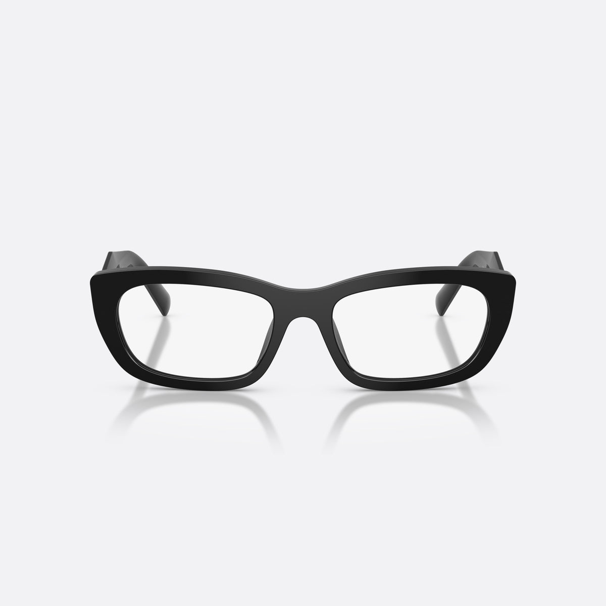 Rame ochelari de vedere Prada PR D09V 16K1O1, neregulat negru, pentru femei, punte simplă cu arc rotunjit, ramă completă groasă, vedere din față