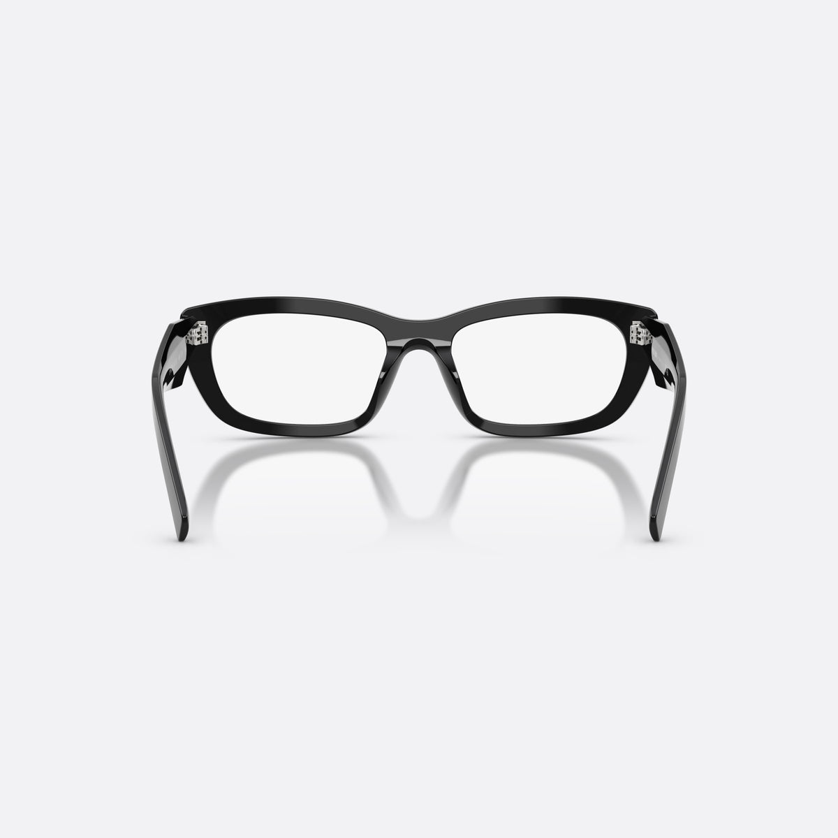 Rame ochelari de vedere Prada PR D09V 16K1O1, neregulat negru, pentru femei, punte simplă cu arc rotunjit, ramă completă groasă, vedere din spate
