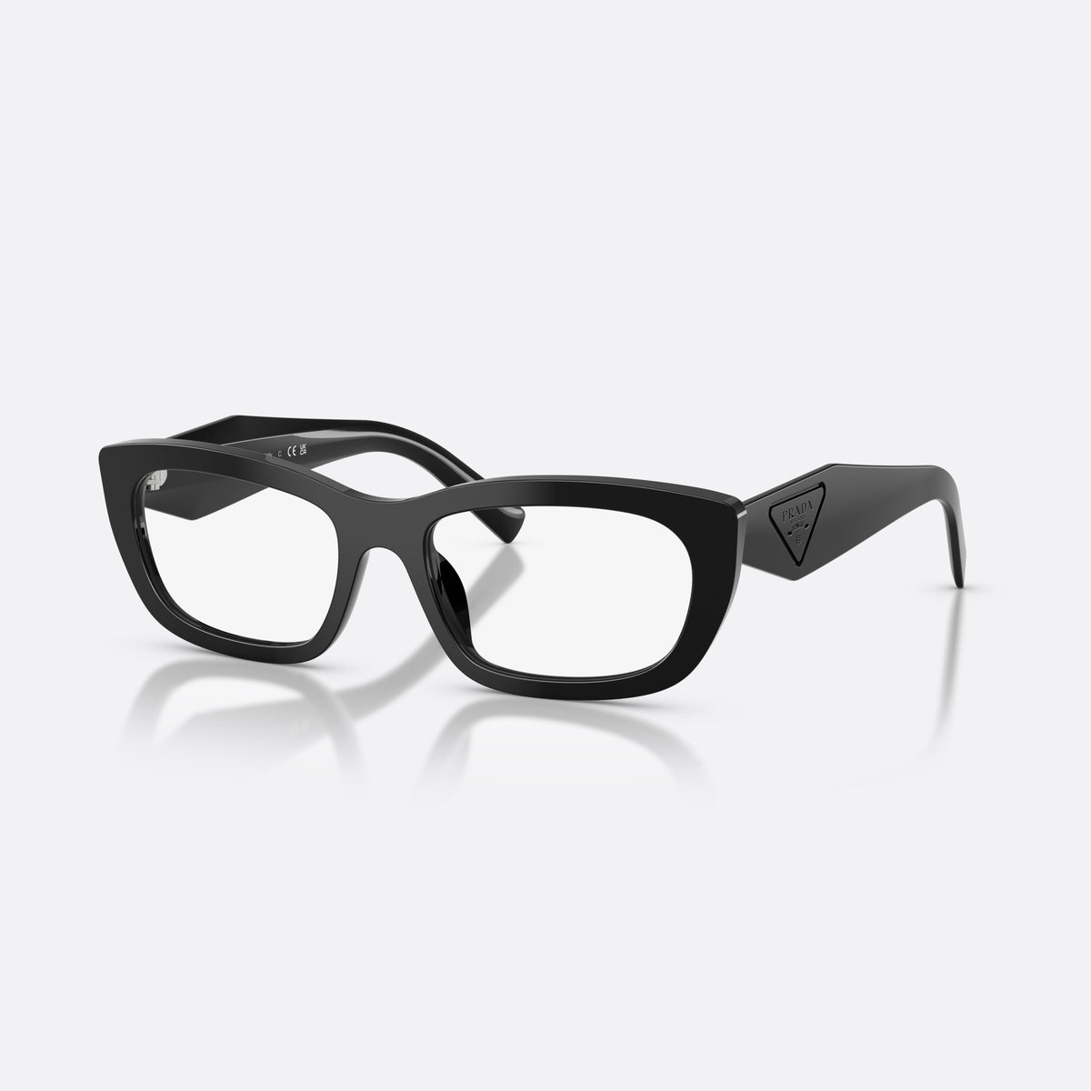 Rame ochelari de vedere Prada PR D09V 16K1O1, neregulat negru, pentru femei, punte simplă, profil jos, literele brandului pe brațe