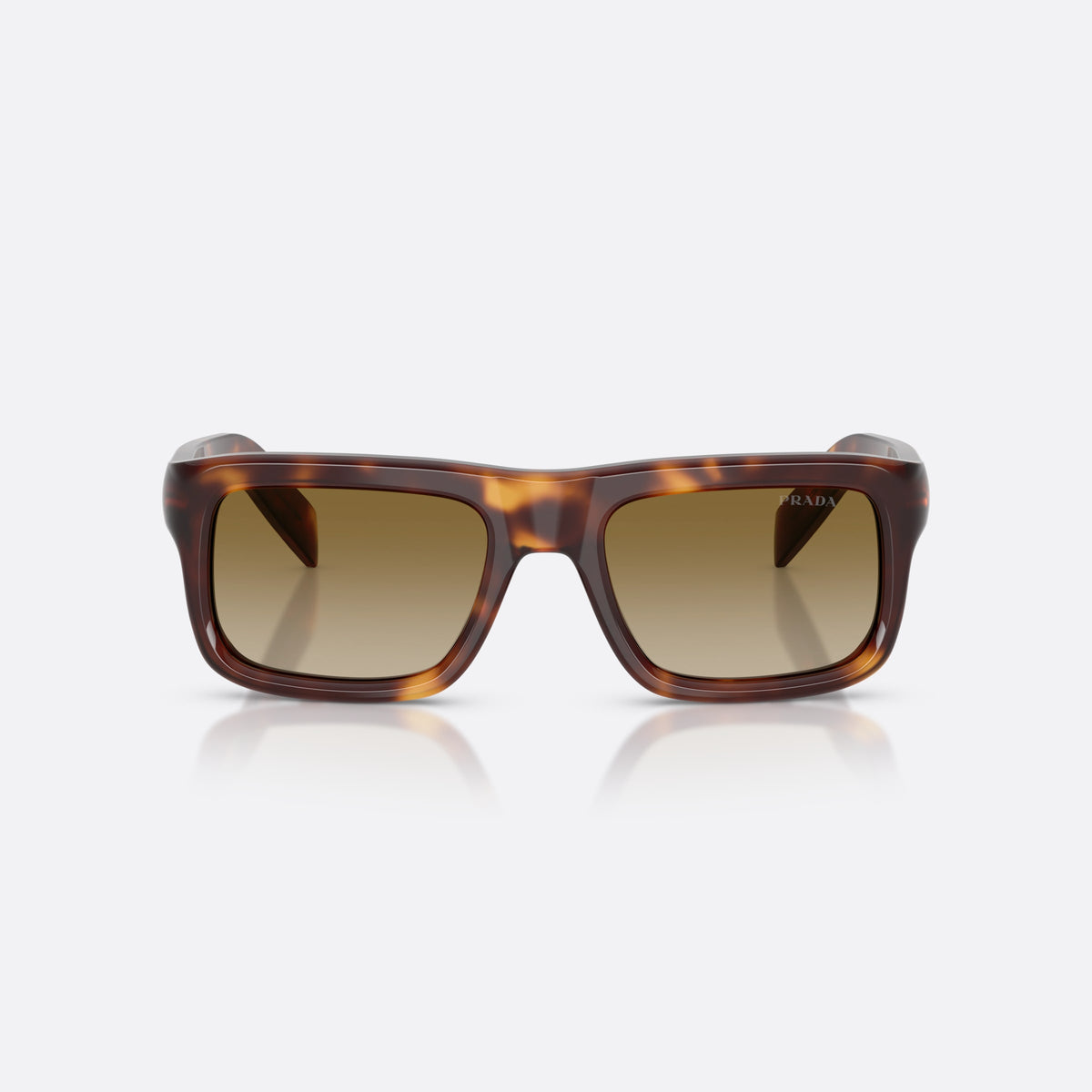 Ochelari de soare Prada PR D11S 15W20U, rectangulari havana, pentru bărbați, punte simplă, literele brandului pe brațe, ramă completă, vedere din față