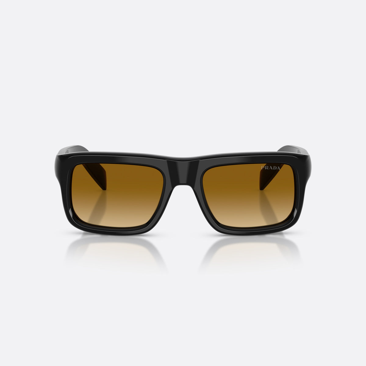 Prada PR D11S 16K10X sunglasses, black rectangle frame for men, plain bridge, brand lettering on temple, full-rim frame, front view