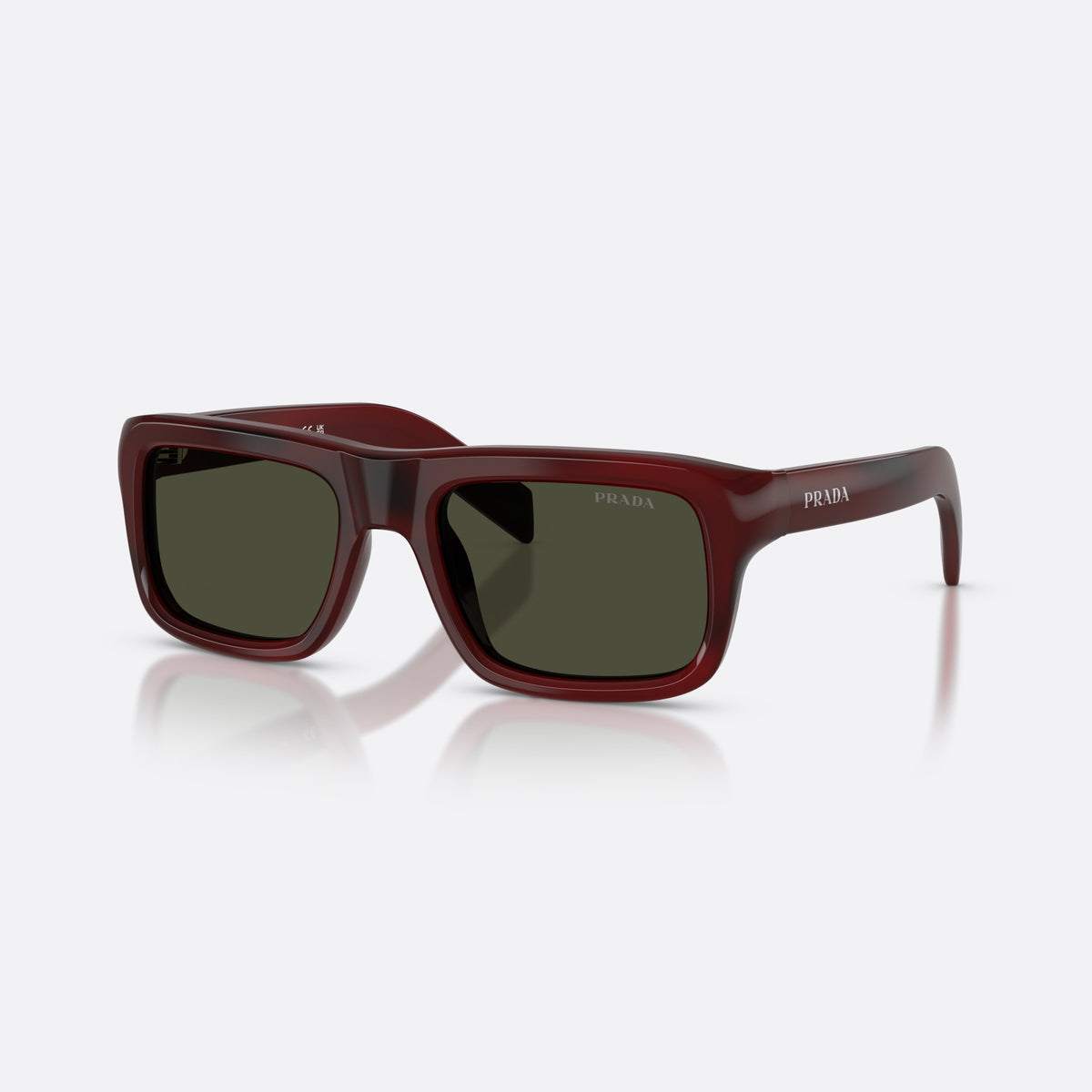 Ochelari de soare Prada PR D11S 25J50X, rectangulari roșu, pentru bărbați, punte simplă integrată, literele brandului pe brațe