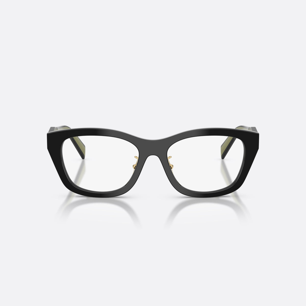 Rame ochelari de vedere Prada PR D11VD 03K1O1, neregulat negru, pentru femei, punte simplă, integrată în ramă, logo al brandului pe braț, vedere din față