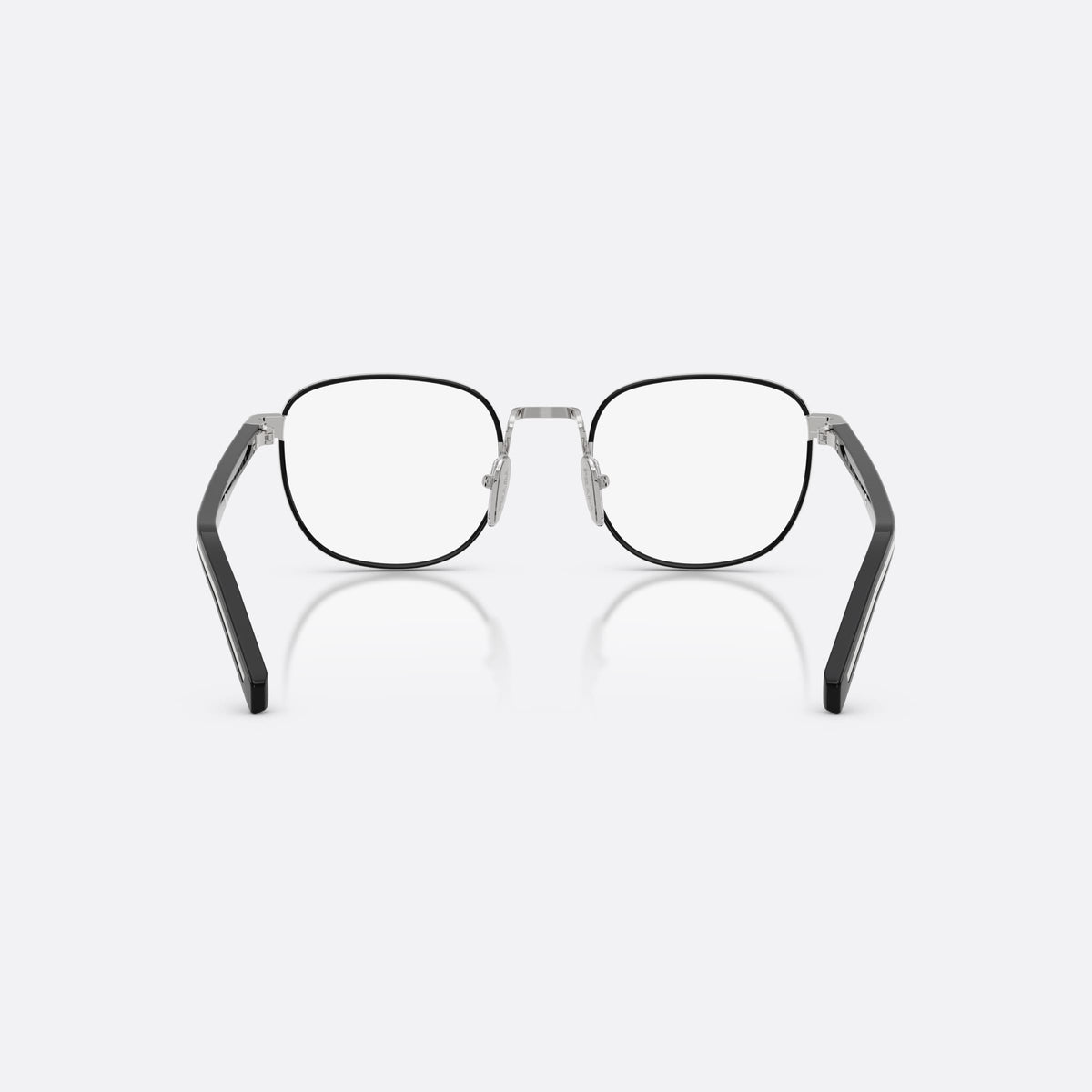 Rame ochelari de vedere Prada PR D50V 1BC1O1, phantos argintiu, pentru bărbați, punte metalică cu design simplu, literele brandului pe brațe, vedere din spate