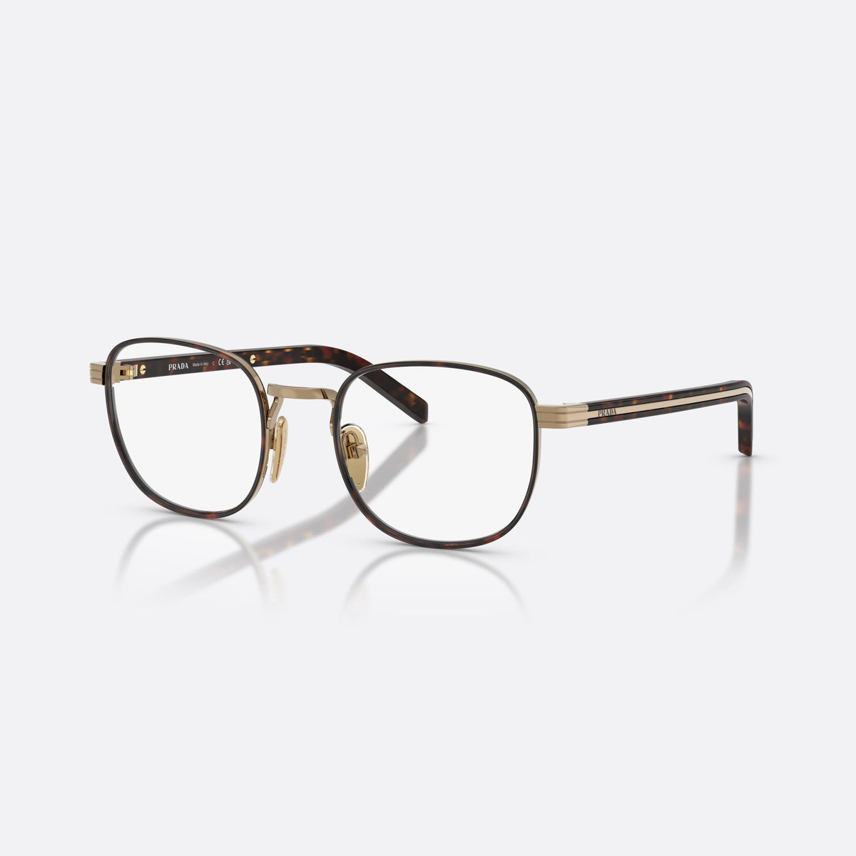 Rame ochelari de vedere Prada PR D50V 7OE1O1, phantos auriu, pentru bărbați, punte metalică în șa, literele brandului pe brațe