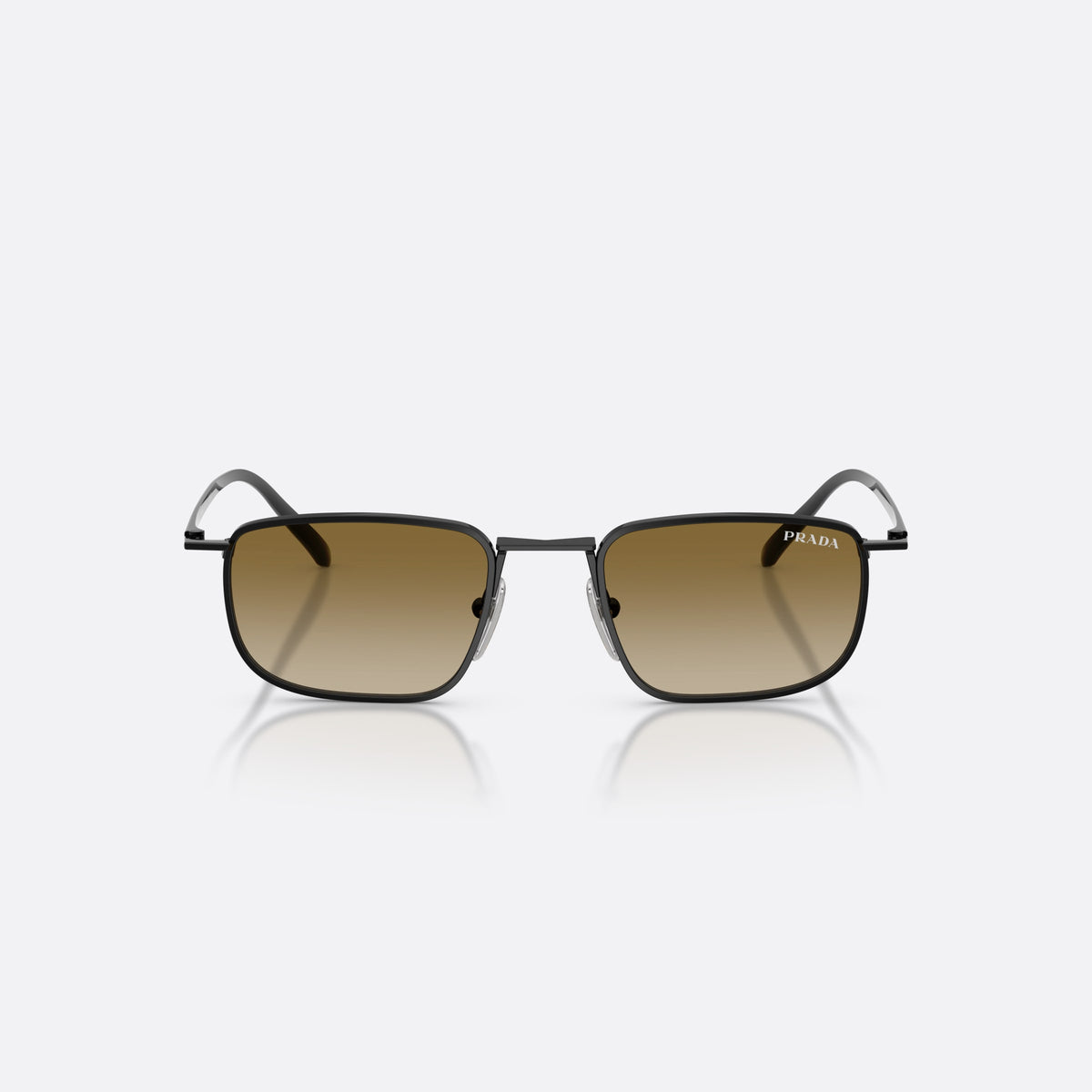 Ochelari de soare Prada PR D52S 1AB20U, pillow negru, pentru bărbați, punte metalică simplă, litere ale brandului pe brațe, vedere din față