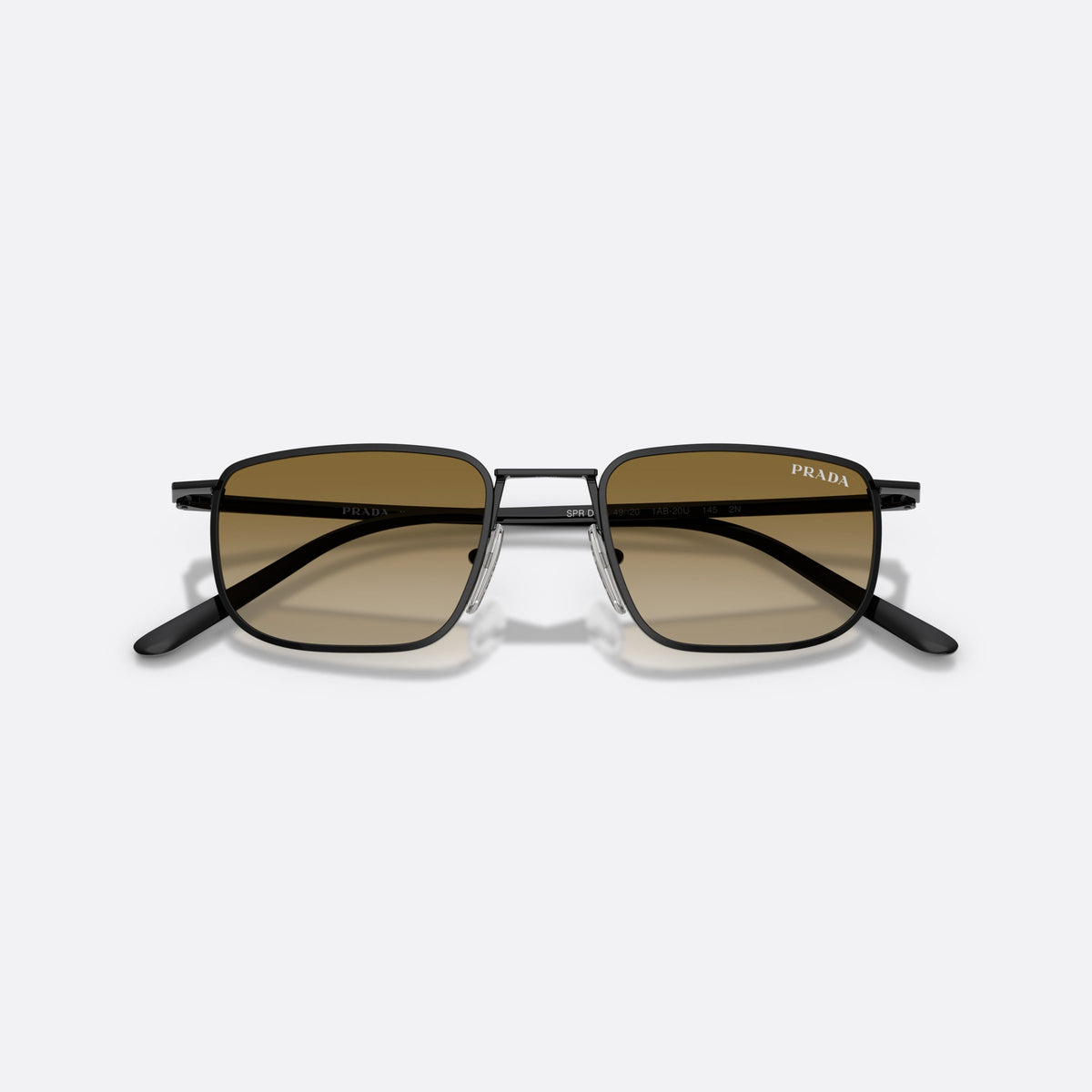 Ochelari de soare Prada PR D52S 1AB20U, pillow negru, pentru bărbați, punte metalică simplă, litere ale brandului pe brațe, cu brațele pliate
