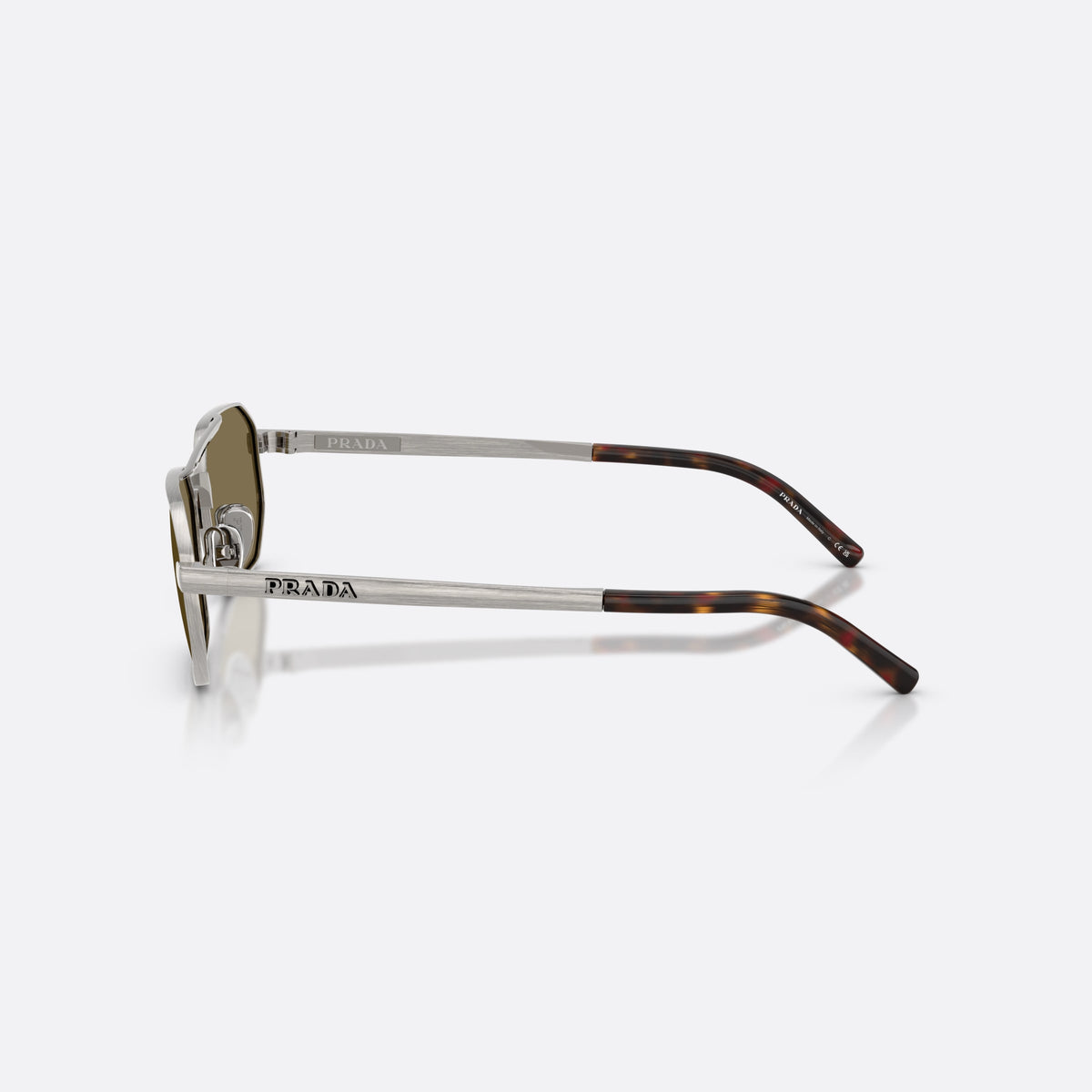 Ochelari de soare Prada PR D53S 23J90F, neregulat gri, pentru bărbați, punte dublă, logo al brandului pe braț, vedere laterală