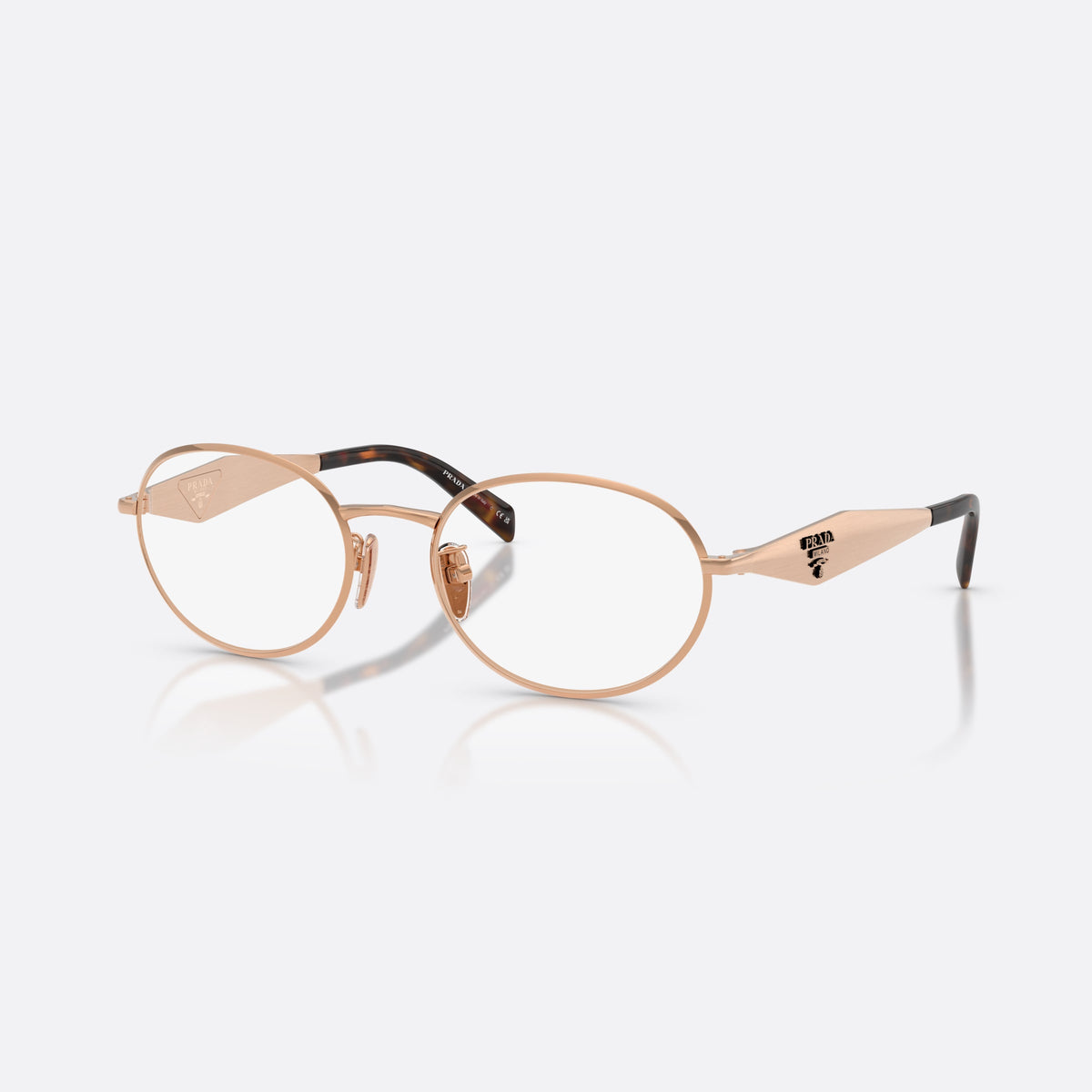 Rame ochelari de vedere Prada PR D53VD 22L1O1, ovali auriu, pentru femei, punte metalică simplă, literele brandului pe brațe