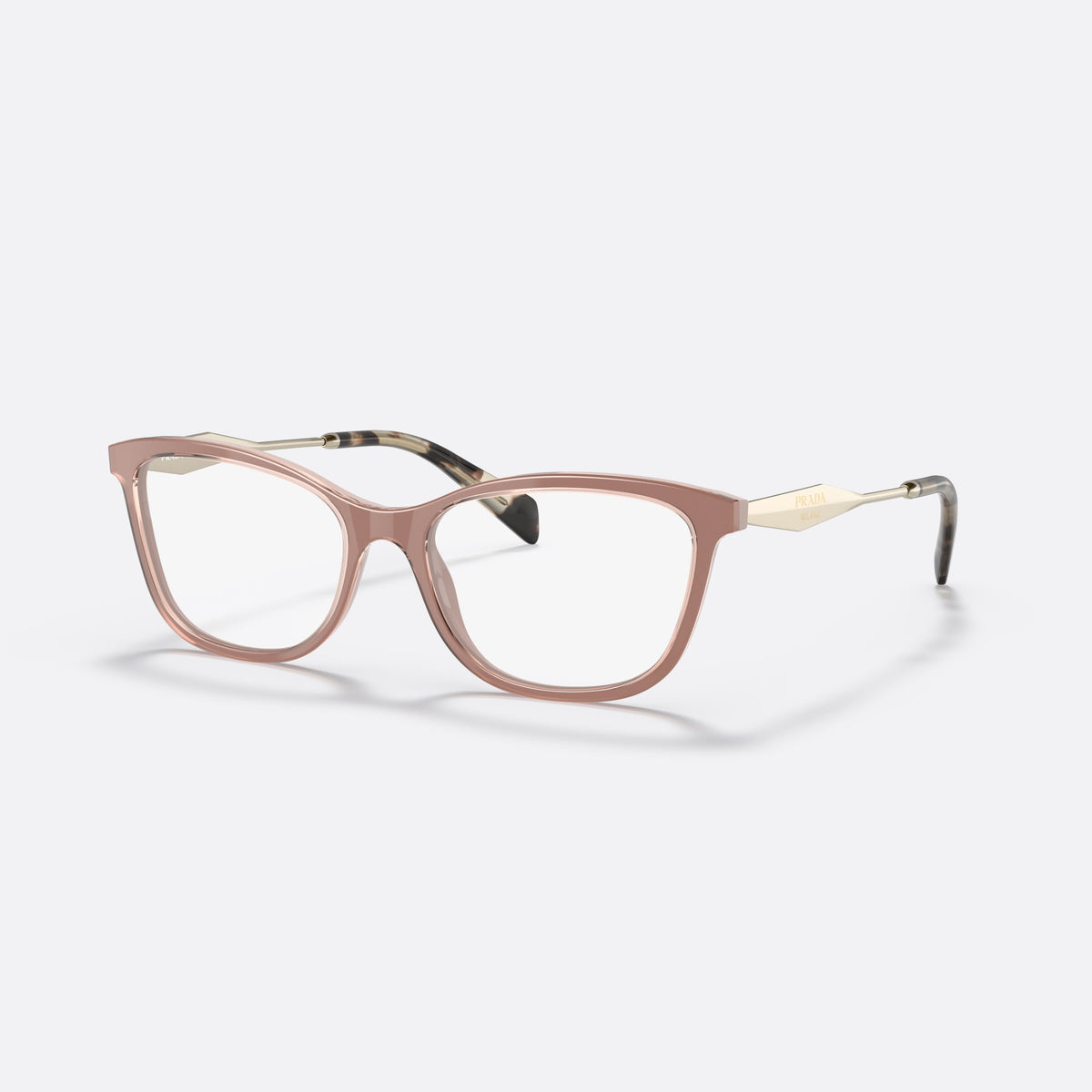 Prada PRADA PR 02YV 01Y-1O1 eyeglasses, brown cat eye frame for women, plain bridge, integrated into rim, full-rim frame