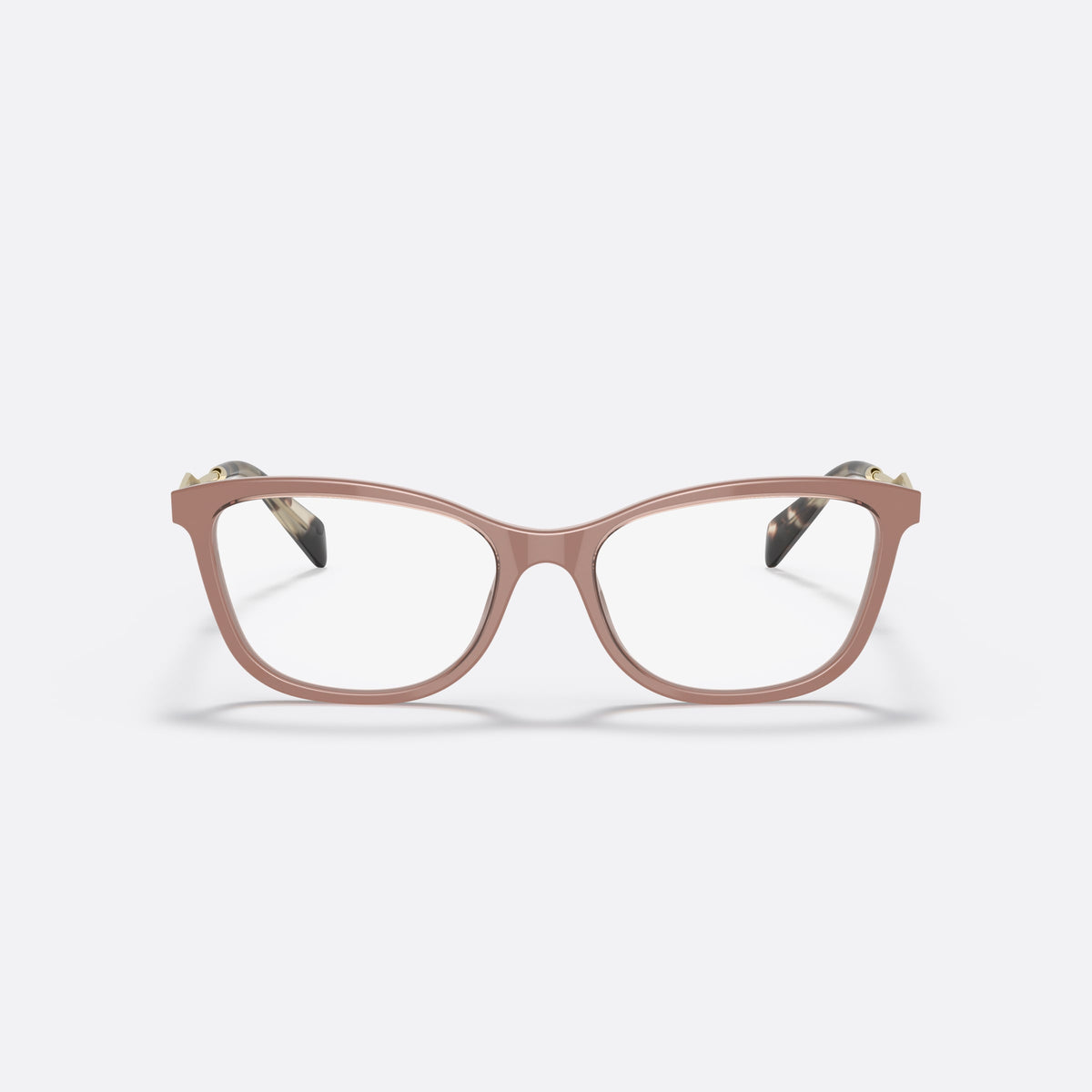 Prada PRADA PR 02YV 01Y-1O1 eyeglasses, brown cat eye frame for women, plain bridge, integrated into rim, full-rim frame, front view