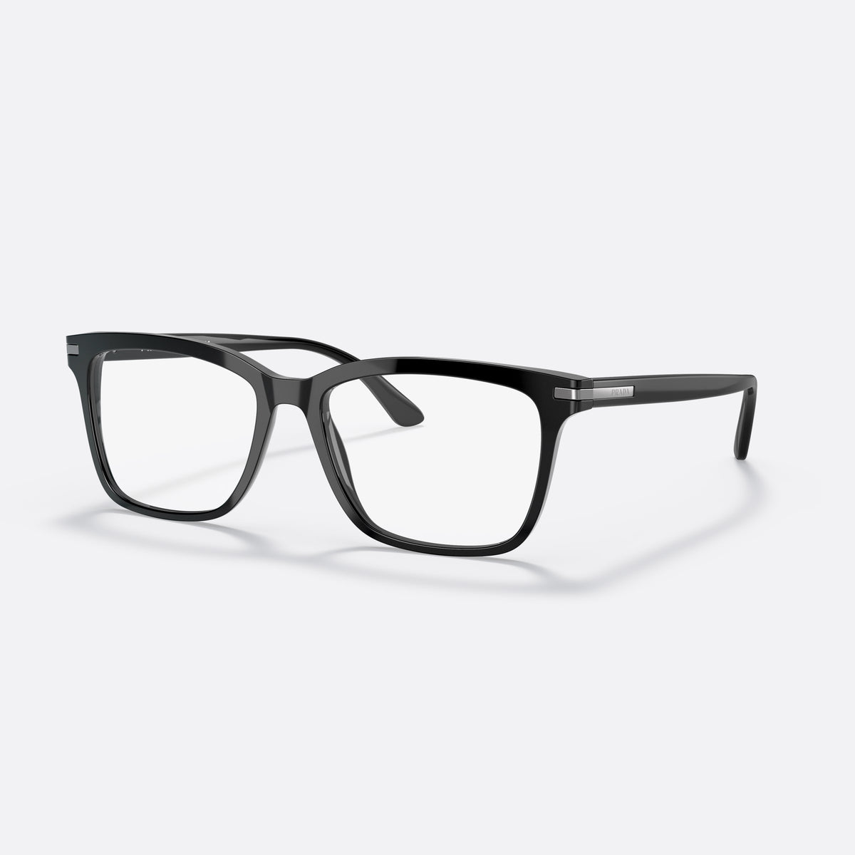 Rame ochelari de vedere Prada PRADA PR 14WV 1AB-1O1, geometrica negru, pentru bărbați, punte simplă, placă cu logoul brandului pe braț