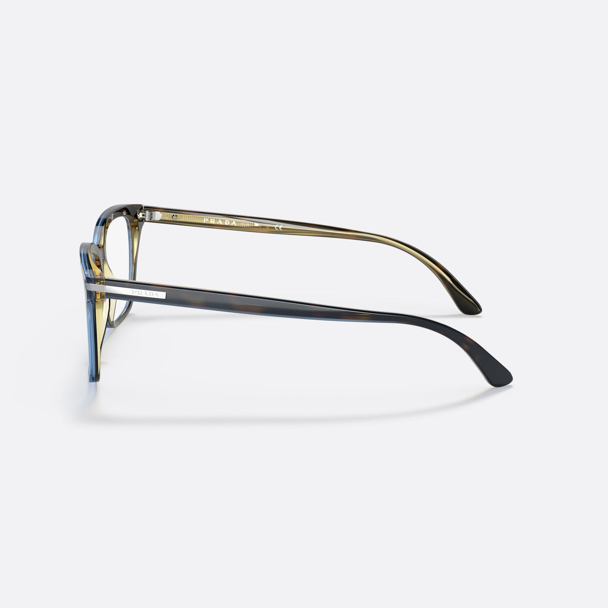 Rame ochelari de vedere Prada PRADA PR 14WV ZXH-1O1 C, geometrica havana, pentru bărbați, punte simplă tip șa, literele brandului pe brațe, vedere laterală