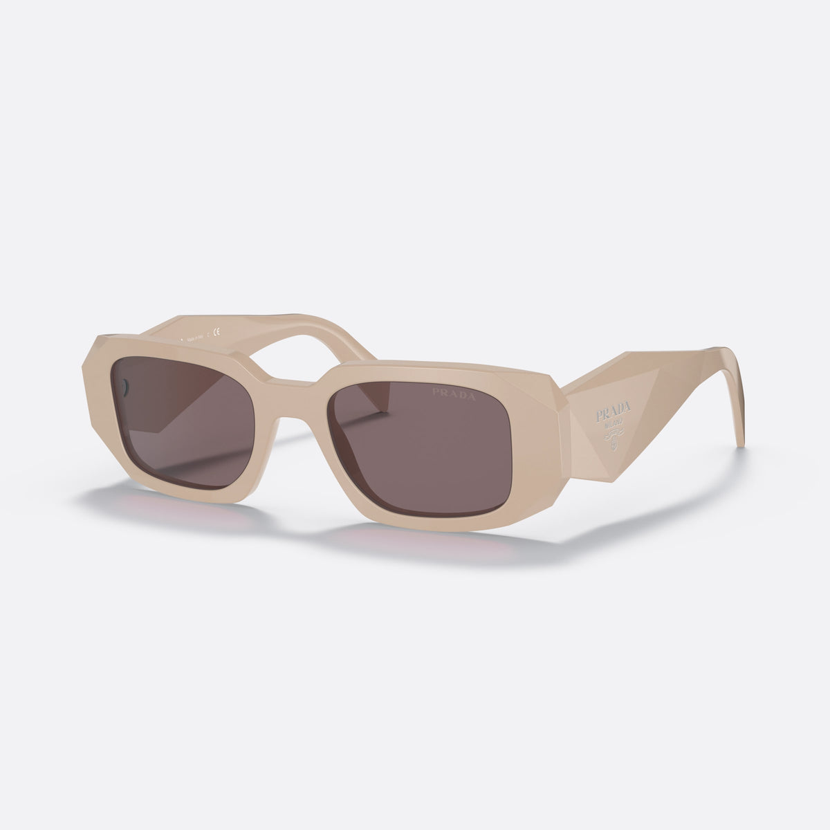 Prada PRADA PR 17WS VYJ-6X1 sunglasses, white geometric frame for women, plain bridge, brand lettering on the temples, full-rim frame