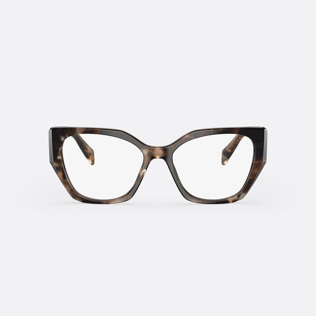 Prada PRADA PR 18WV 07R-1O1 B eyeglasses, brown cat eye frame for women, plain bridge, saddle style, brand logo plaque on temple, front view