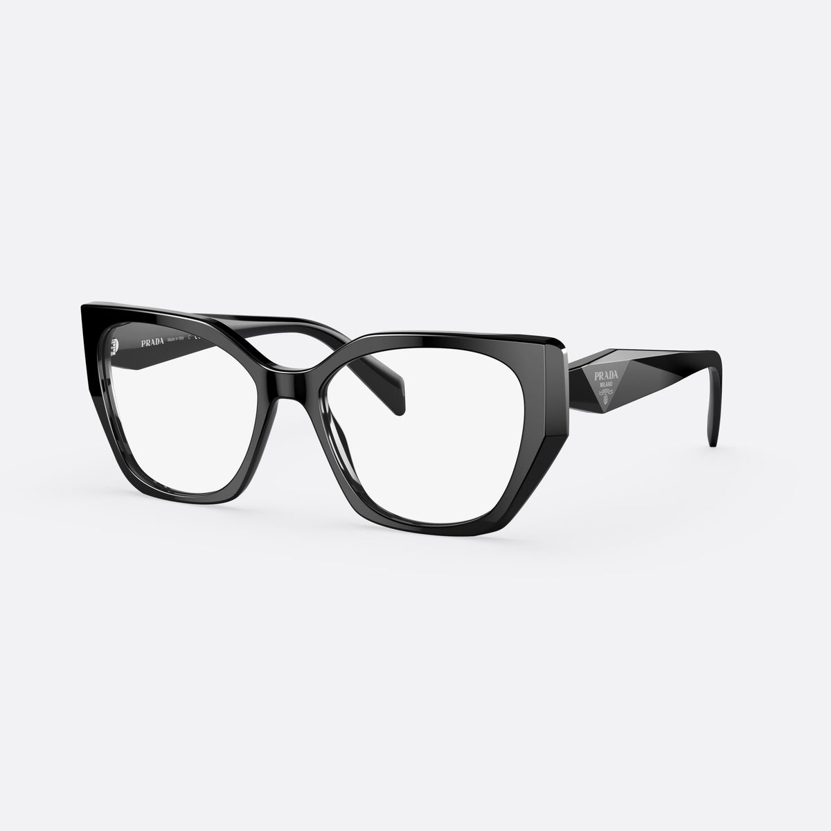Rame ochelari de vedere Prada PRADA PR 18WV 1AB-1O1, cat eye negru, pentru femei, punte integrată simplă, literele brandului pe brațe