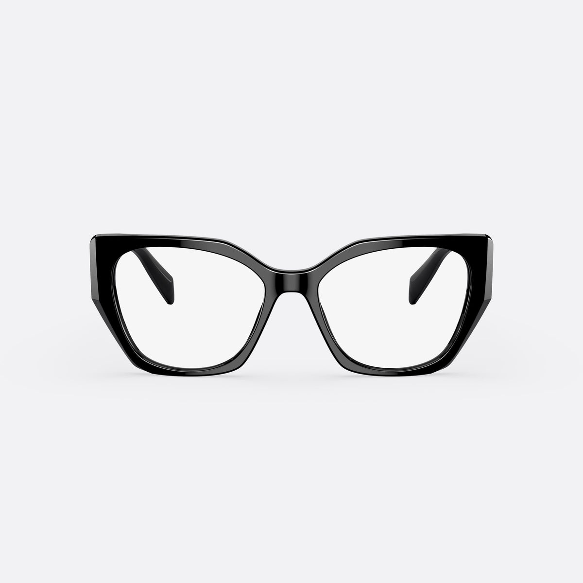 Rame ochelari de vedere Prada PRADA PR 18WV 1AB-1O1, cat eye negru, pentru femei, punte integrată simplă, literele brandului pe brațe, vedere din față
