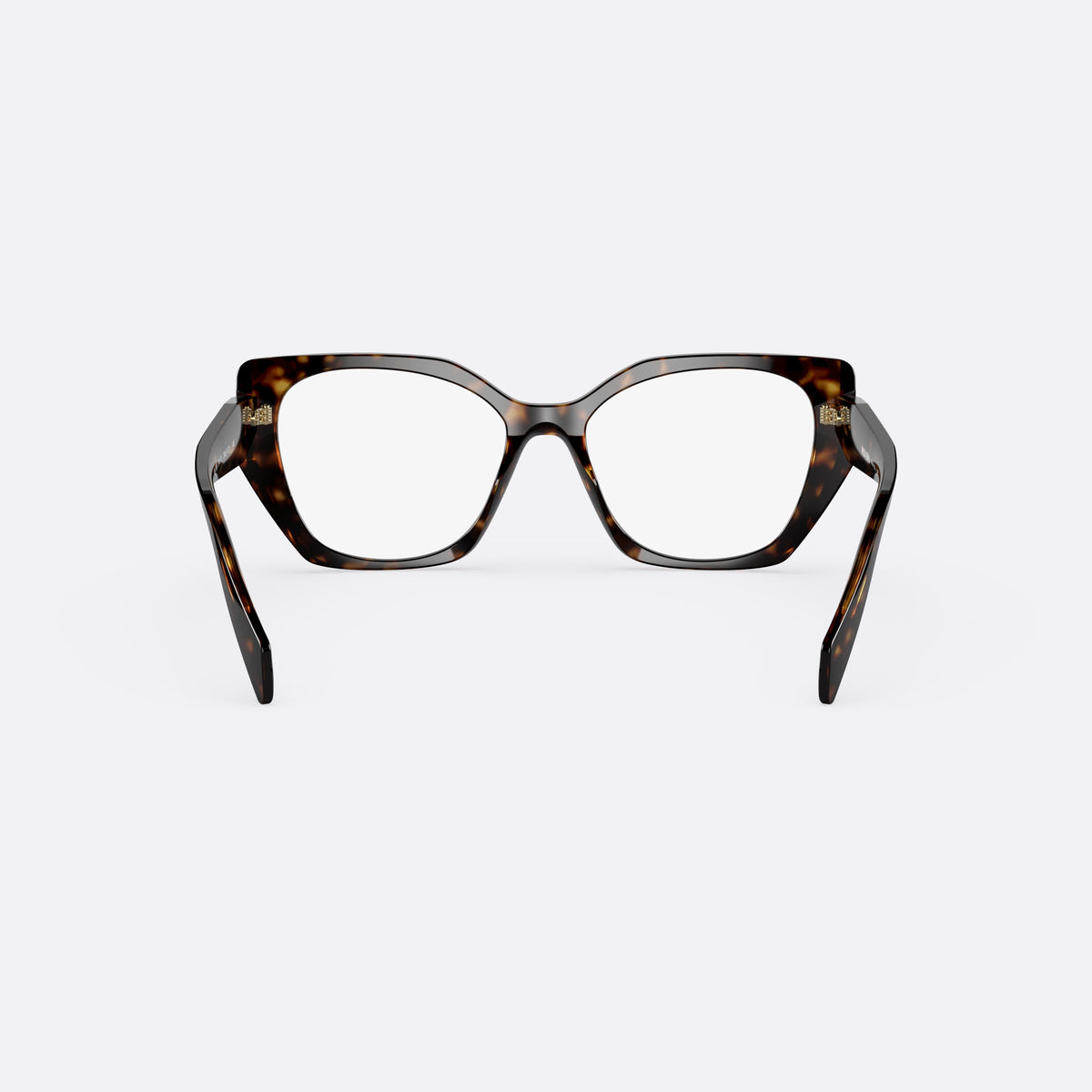 Prada PRADA PR 18WV 2AU-1O1 eyeglasses, havana cat eye frame for women, plain bridge, brand lettering on temples, back view