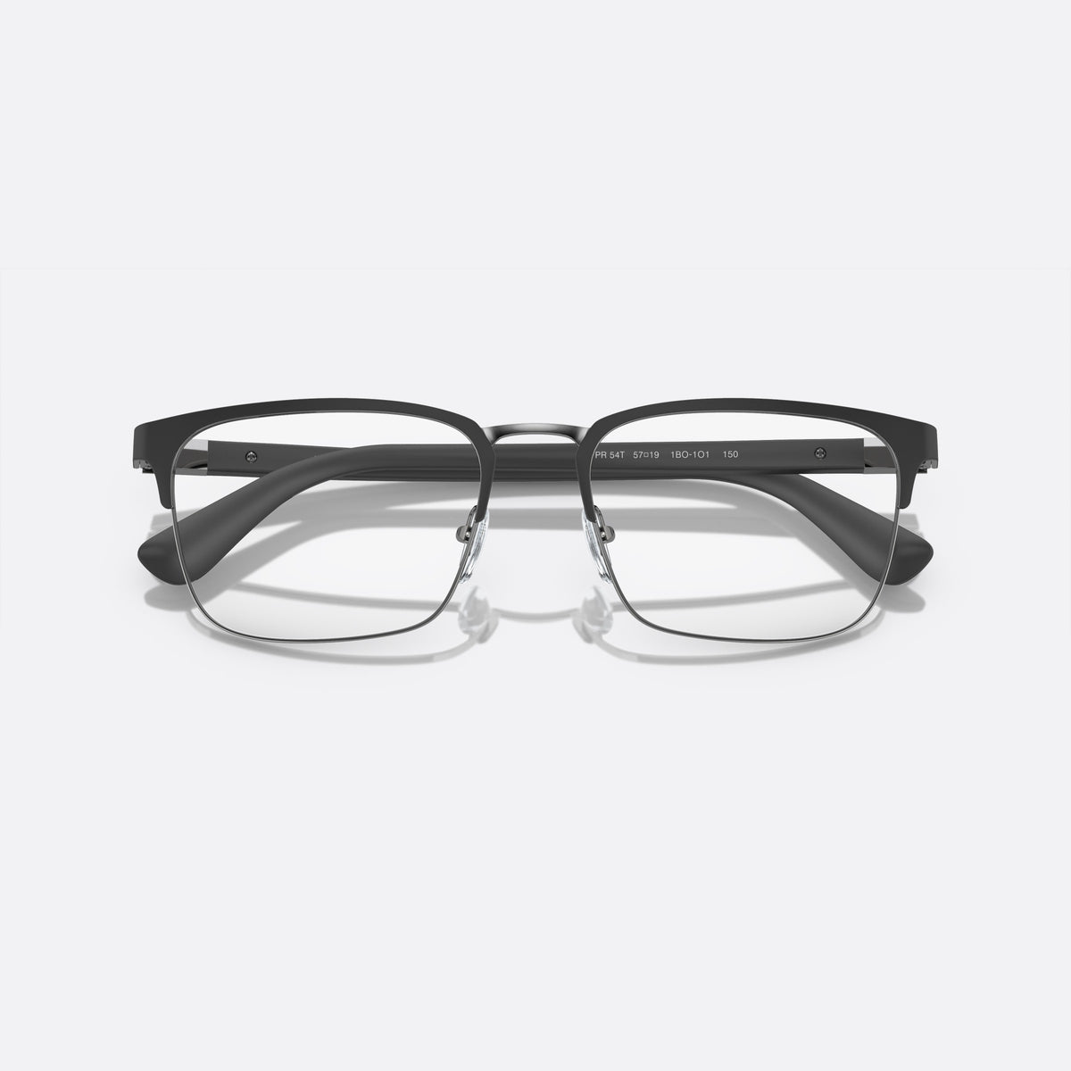 Rame ochelari de vedere Prada PRADA PR 54TV 1BO-1O1, geometrica negru, pentru bărbați, punte metalică dublă, literele brandului pe brațe, cu brațele pliate
