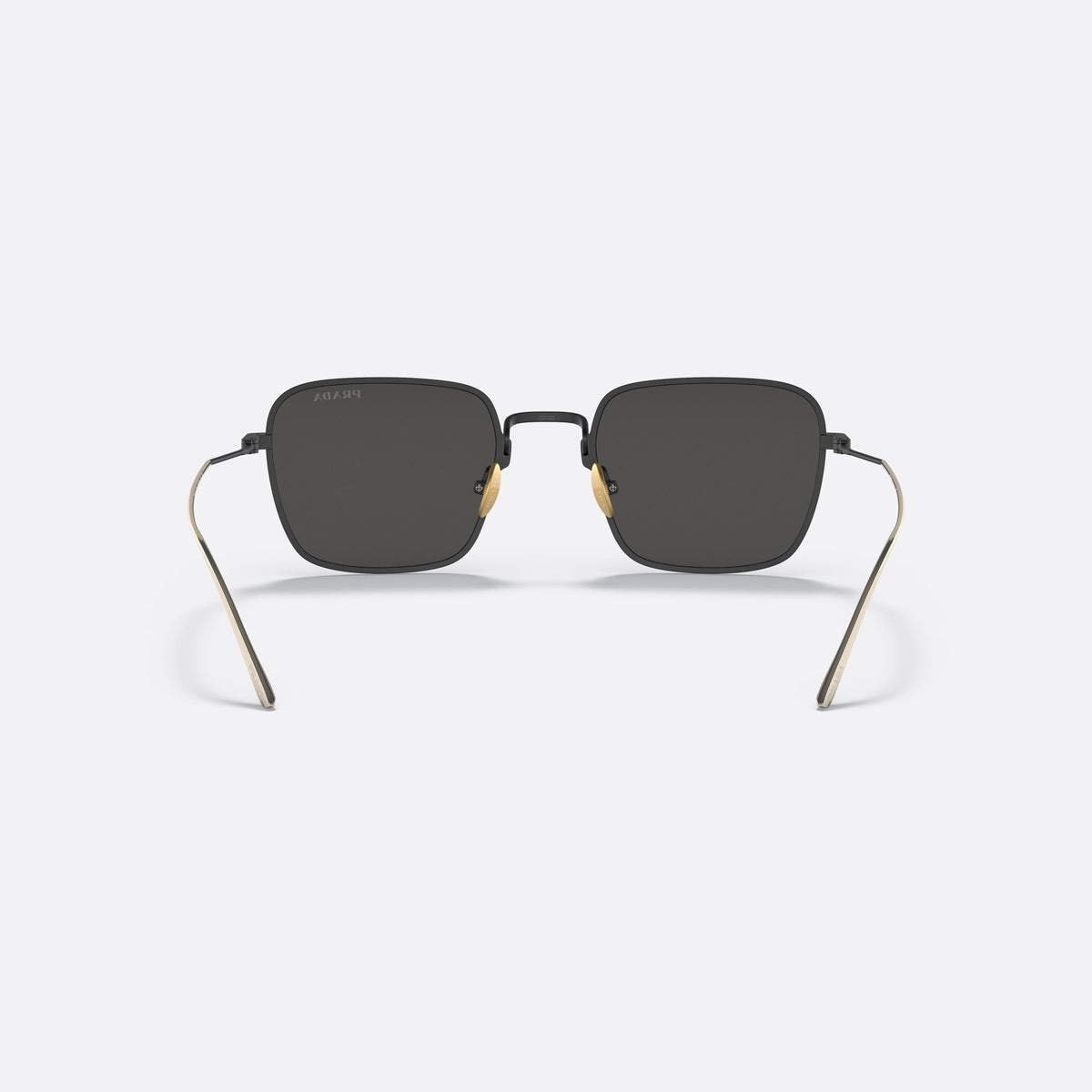 Prada PRADA PR 54WS 04Q-5S0 sunglasses, black geometric frame for women, plain metal bridge, brand lettering on lens, back view