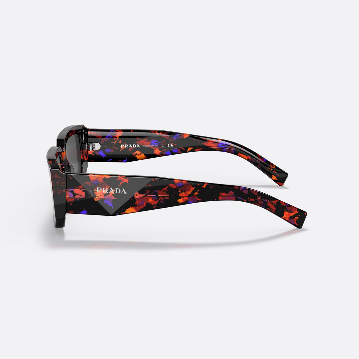 Ochelari de soare Prada Symbole PR 06YS 06V-5S0, rectangulari țestoasă, pentru bărbați, punte simplă, literele brandului pe brațe, ramă completă, vedere laterală