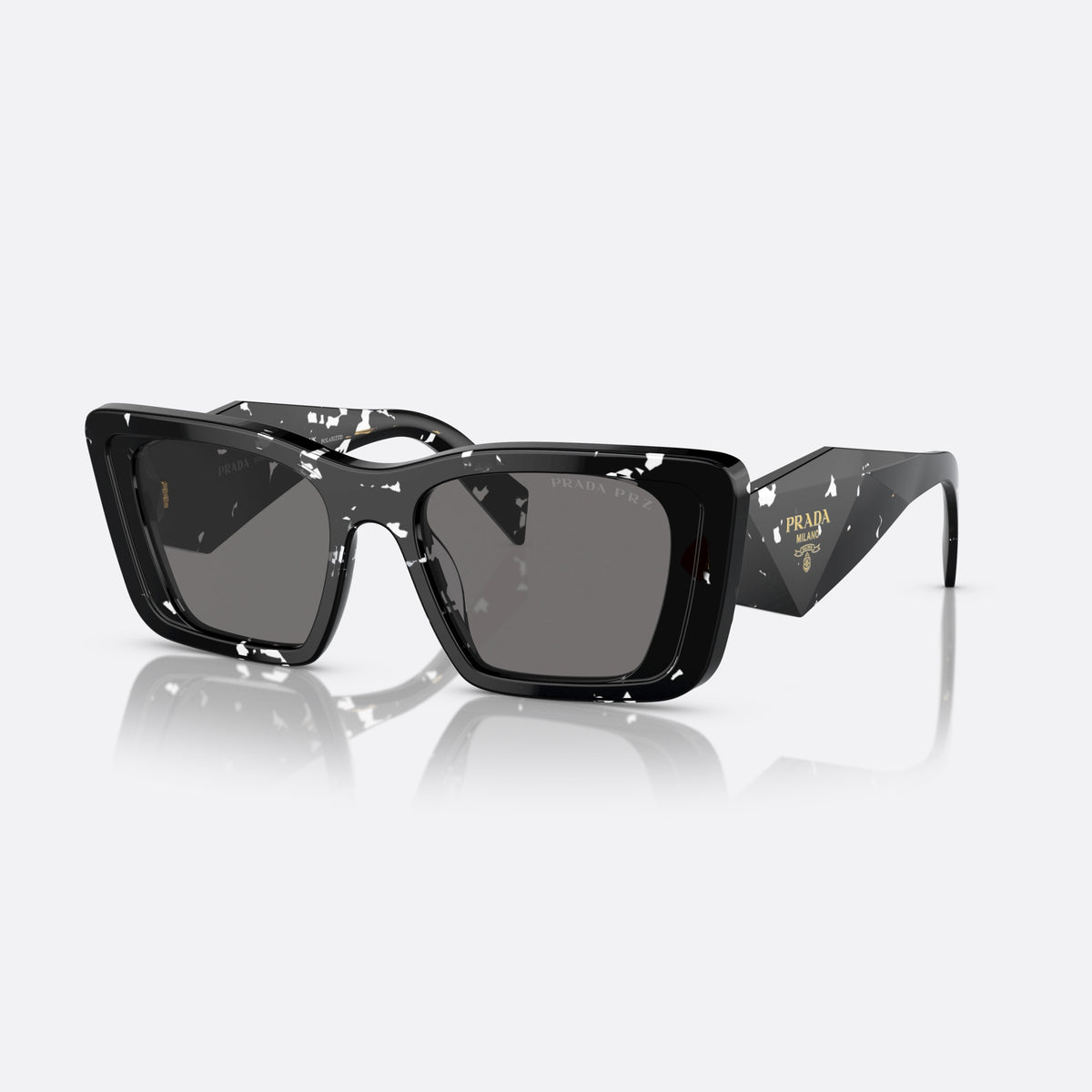 Ochelari de soare Prada Symbole PR 08YS 15S-5Z1, fluture negru, pentru femei, punte simplă, integrată, literele brandului pe brațe