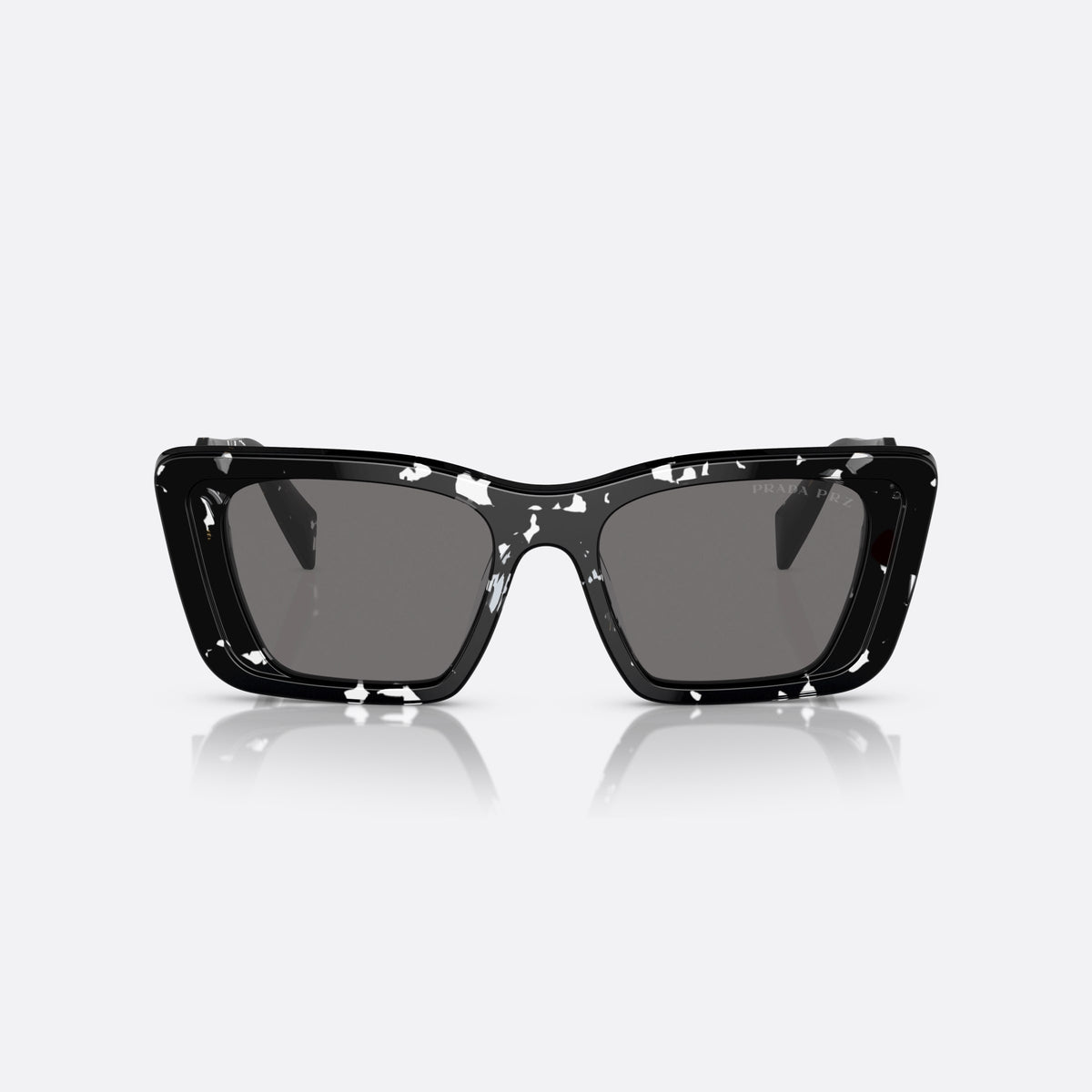 Ochelari de soare Prada Symbole PR 08YS 15S-5Z1, fluture negru, pentru femei, punte simplă, integrată, literele brandului pe brațe, vedere din față