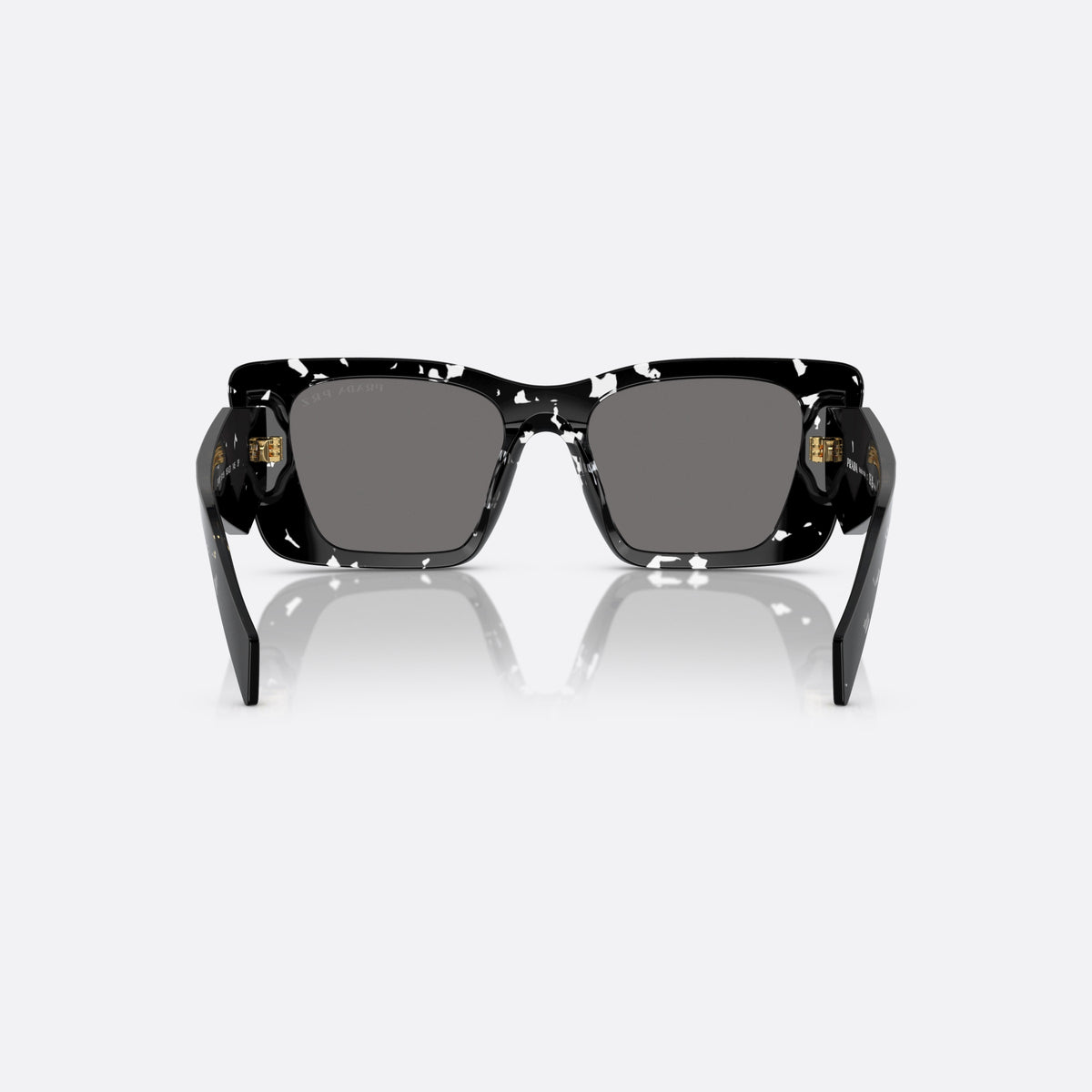 Ochelari de soare Prada Symbole PR 08YS 15S-5Z1, fluture negru, pentru femei, punte simplă, integrată, literele brandului pe brațe, vedere din spate