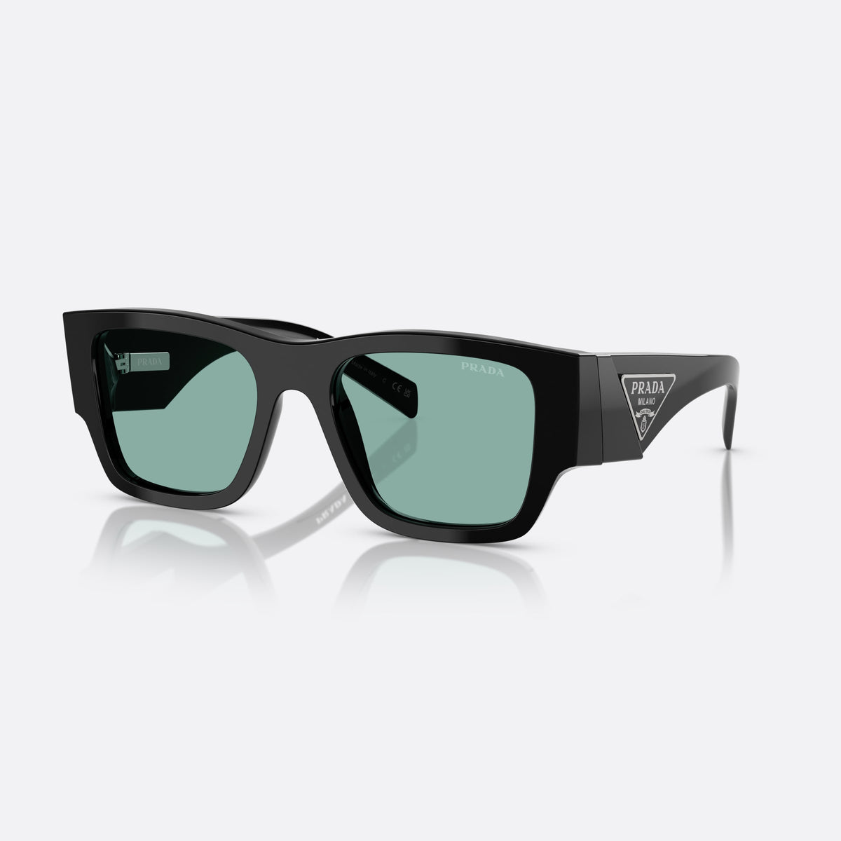 Ochelari de soare Prada Symbole PR 10ZS 16K40K BKGR, pantos negru, pentru bărbați, punte simplă, placă triunghiulară cu logo pe braț