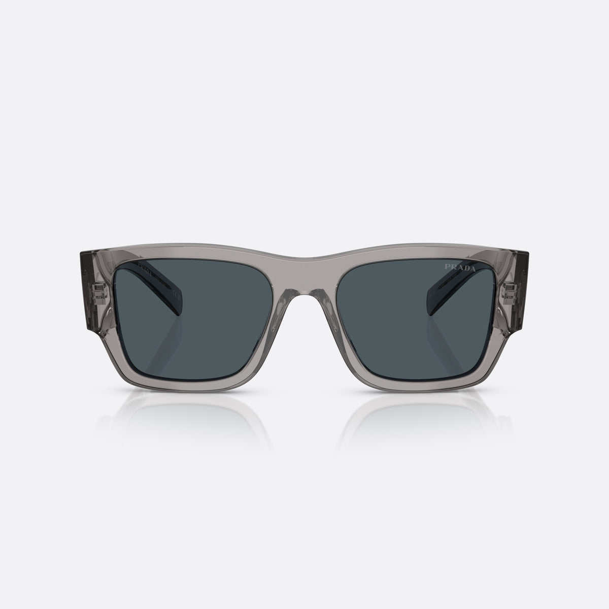 Prada Symbole PR 10ZS 16Z70B GRGR sunglasses, grey pantos frame for men, plain bridge, brand logo plaque on temple, front view