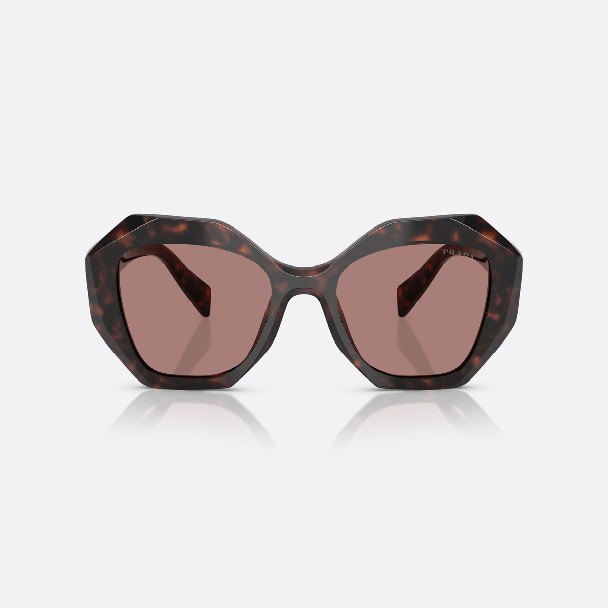 Ochelari de soare Prada Symbole PR 16WS 17N-60B, fluture țestoasă, unisex, punte integrată simplă, literele brandului pe brațe, vedere din față