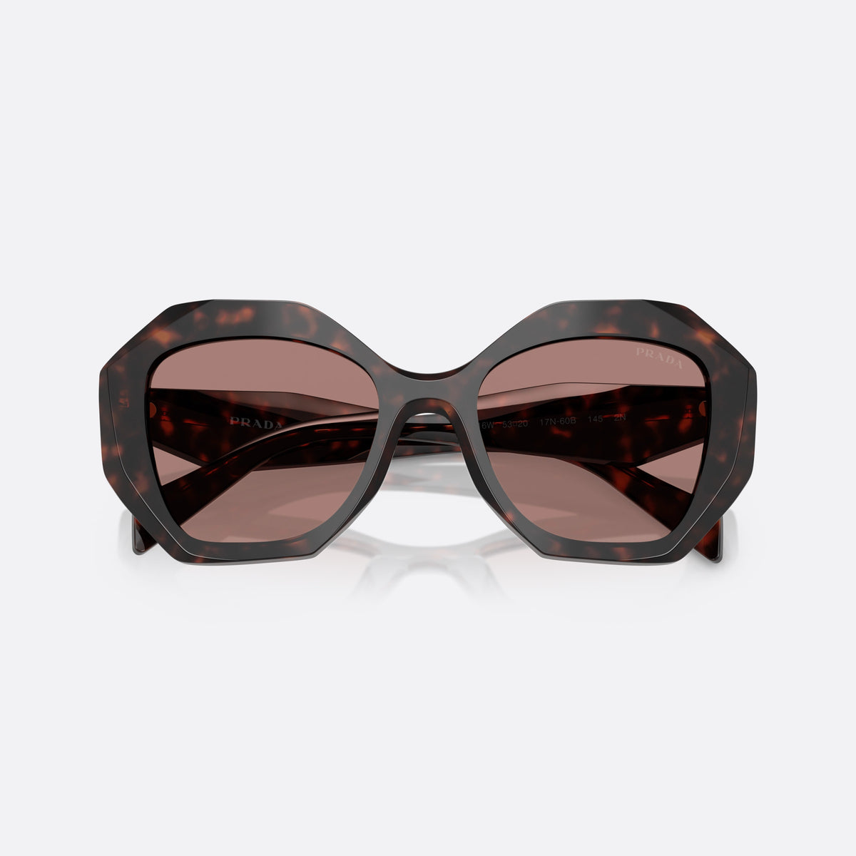 Ochelari de soare Prada Symbole PR 16WS 17N-60B, fluture țestoasă, unisex, punte integrată simplă, literele brandului pe brațe, cu brațele pliate